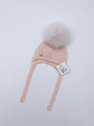 MI LOVES SIGNATURE Luxurious knitted Pompom hat with Fox fur pompom(ALL COLOURS)