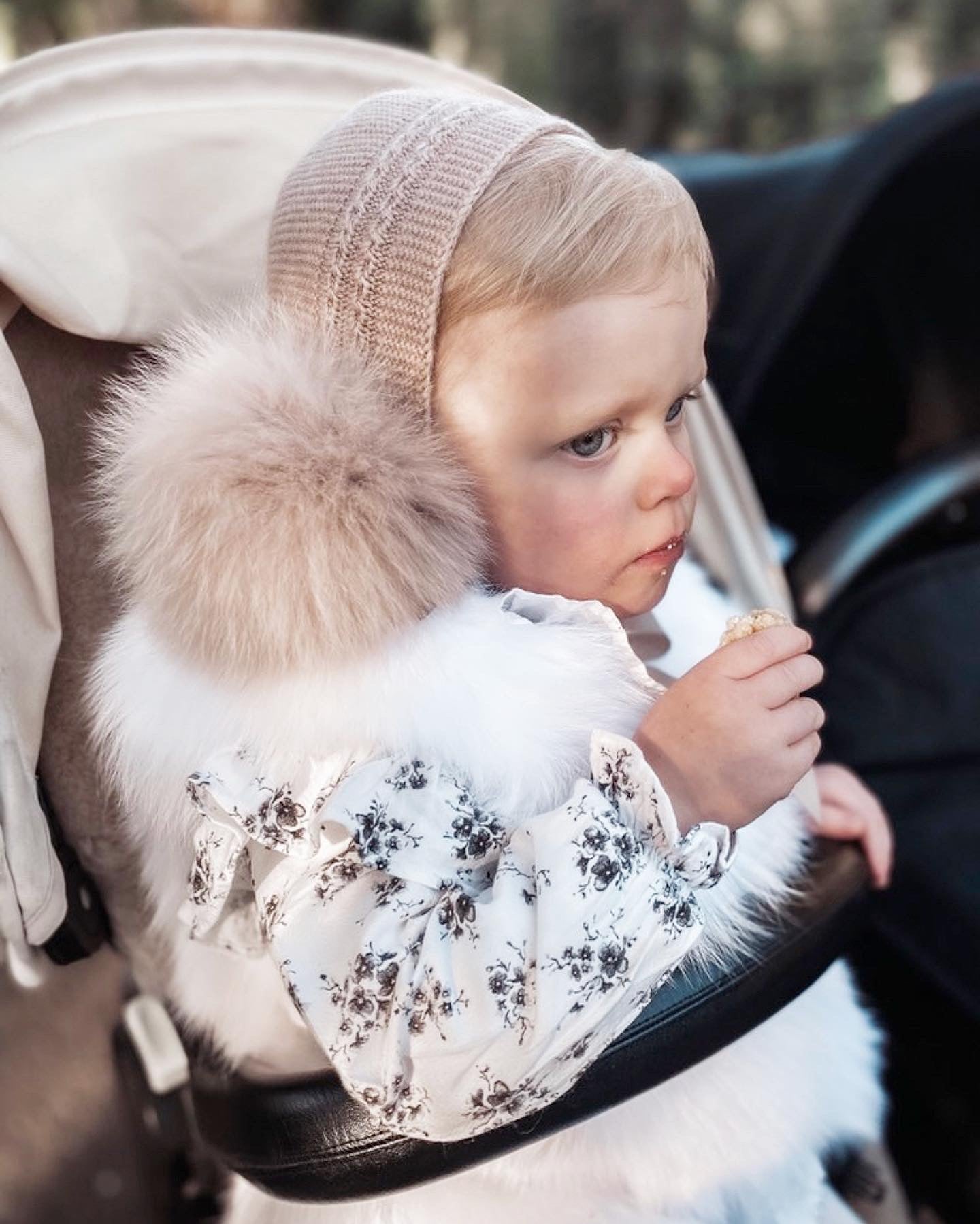 MI LOVES SIGNATURE LUXURIOUS ANGORA BONNETS WITH FOX FUR POMPOM