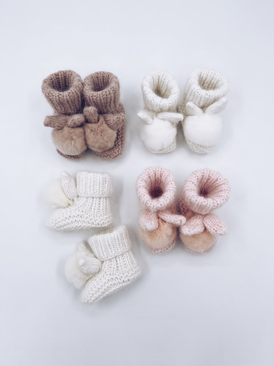 Angora Rabbit Slippers MI LOVES SIGNATURE Little Bunny Angora pompom booties.