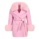 MI LOVES SIGNATURE Kids Cashmere Jacket with Luxurious Fox fur Collar and Cuffs.