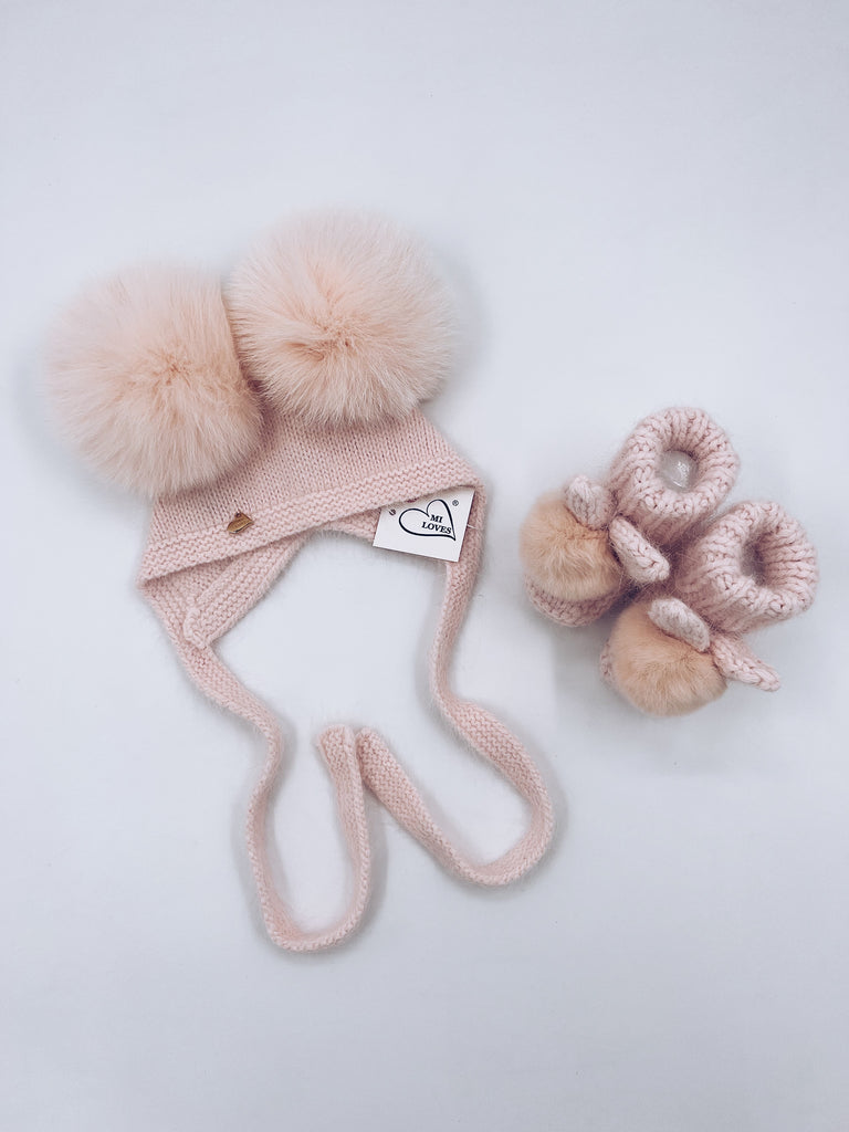 Angora Rabbit Slippers MI LOVES SIGNATURE Little Bunny Angora pompom booties.
