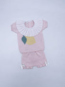 MI LOVES Lemon Fine Knit Summer set with ruffle neck details