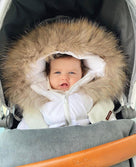 MI LOVES SIGNATURE Luxurious Racoon fur trim puff jacket