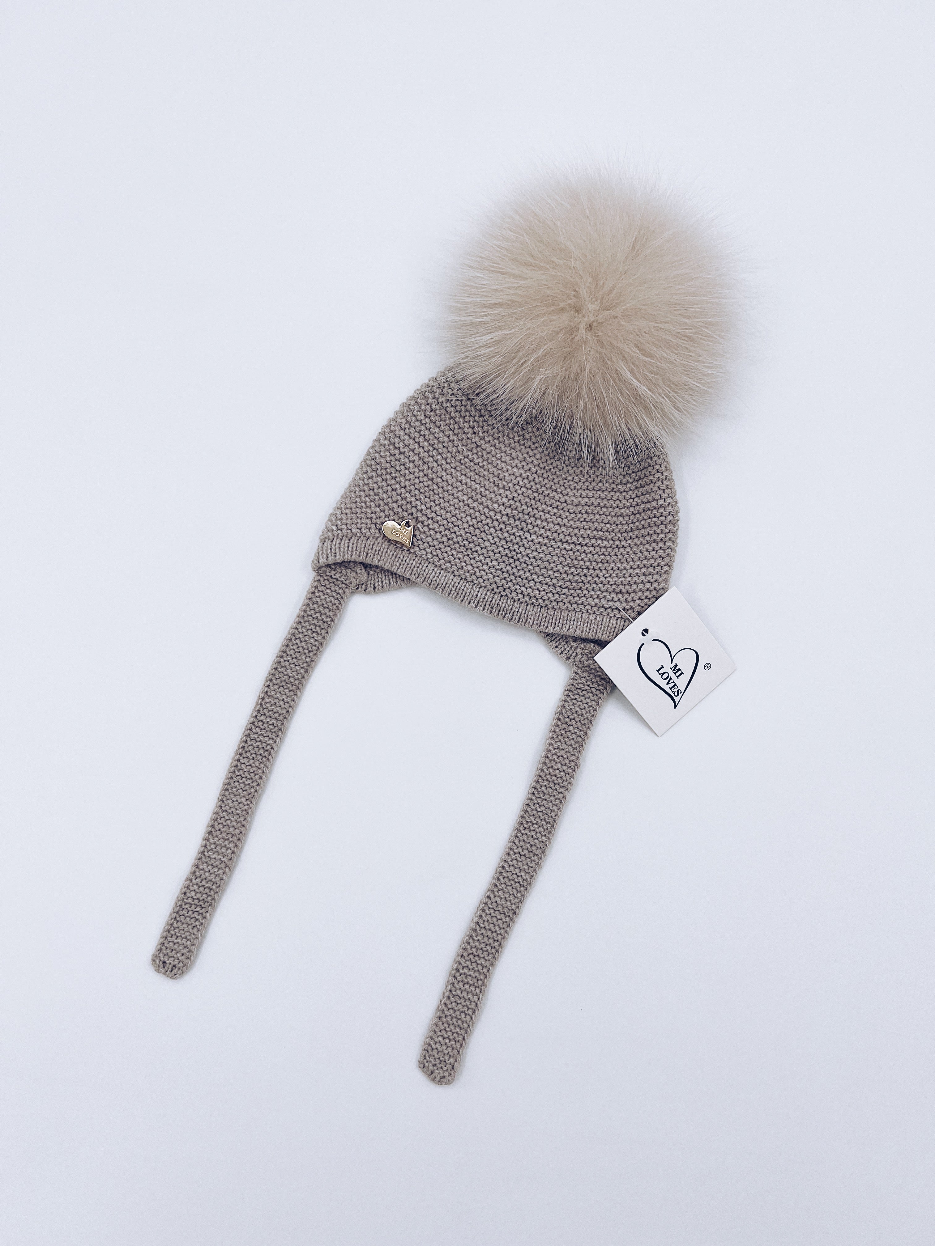 MI LOVES SIGNATURE Luxurious knitted Pompom hat with Fox fur pompom(ALL COLOURS)