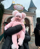 MI LOVES SIGNATURE Luxurious knitted Pramsuit with Faux fur trim/pom-poms