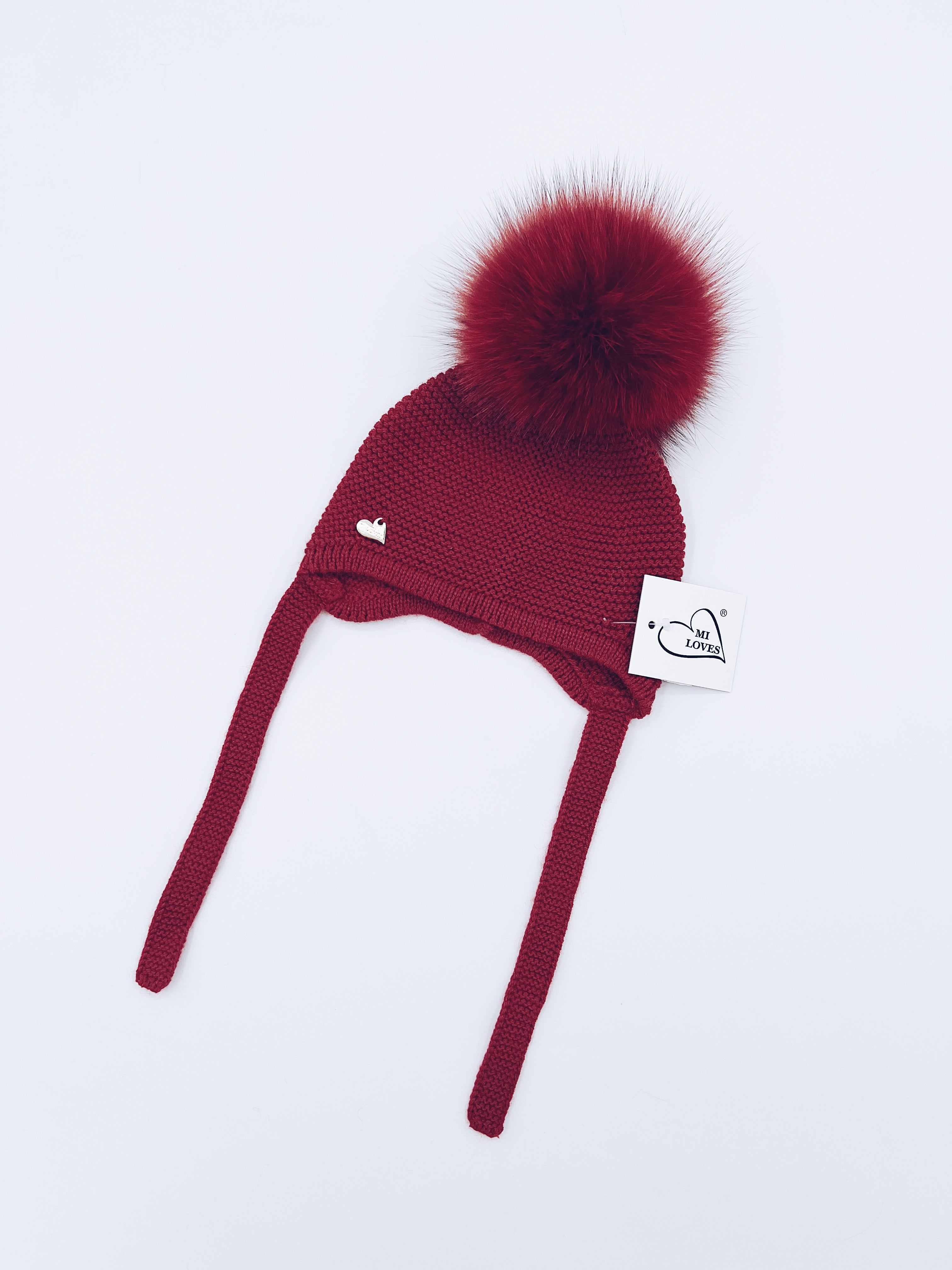 MI LOVES SIGNATURE Luxurious knitted Pompom hat with Fox fur pompom(ALL COLOURS)