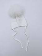 Luxurious knitted Pompom hat with Fox fur pompom.
