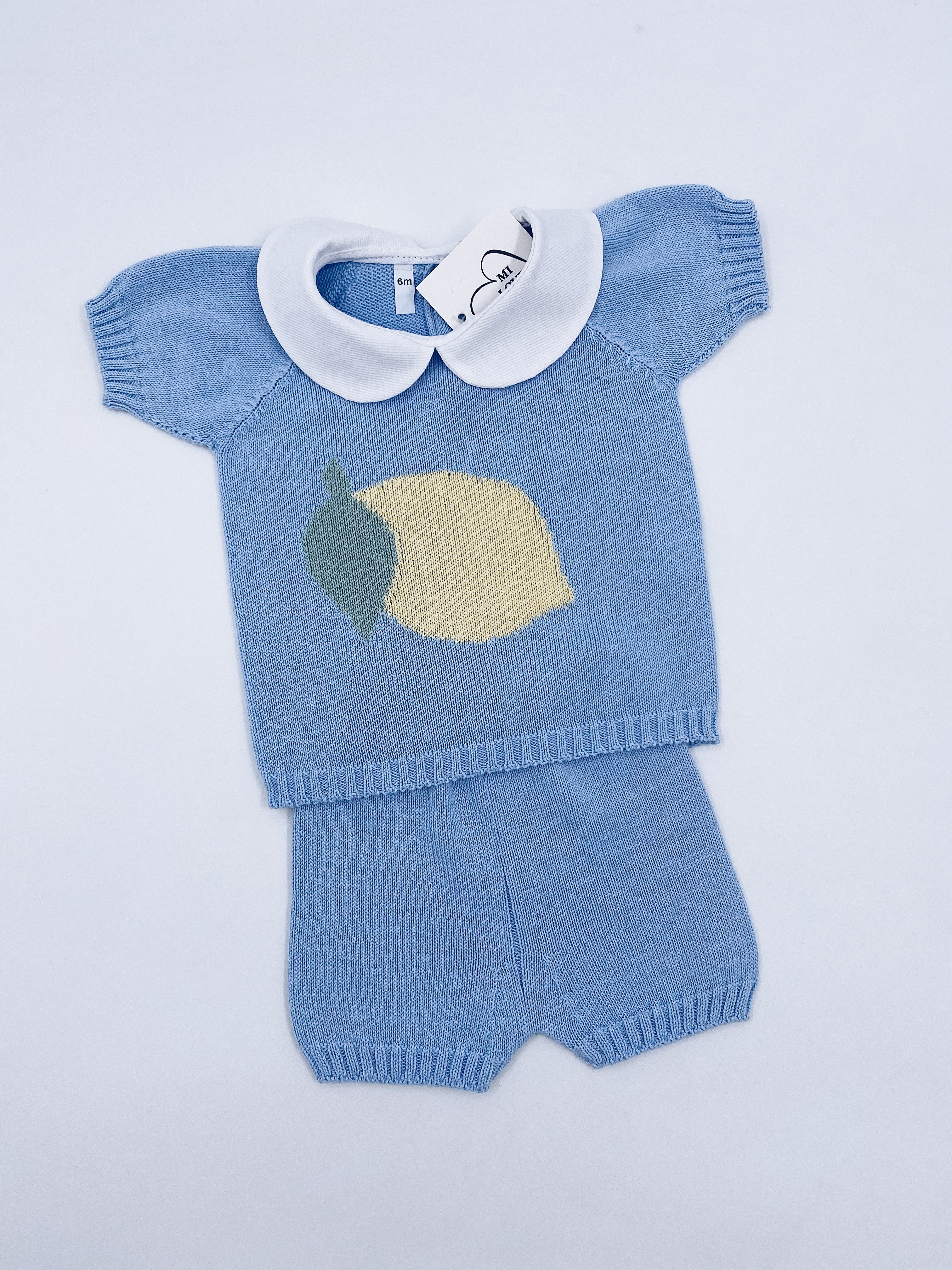 Lemon Fine Knit Summer Set with Peter Pan collar