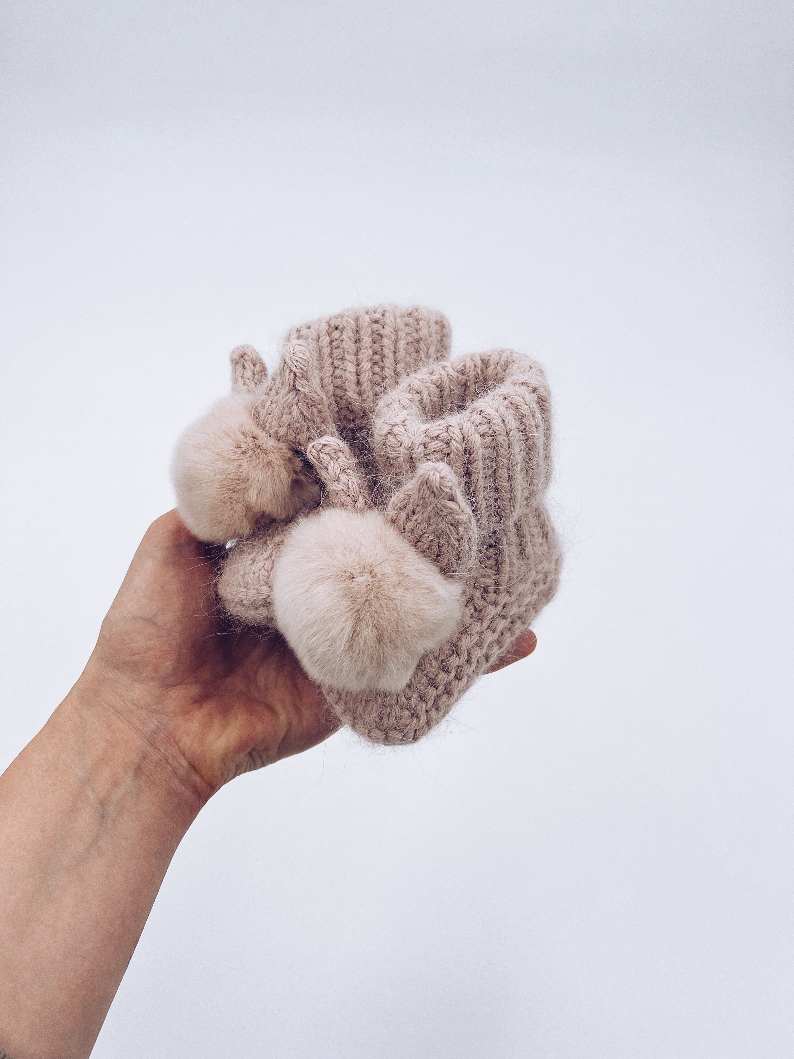 MI LOVES SIGNATURE Little Bunny Angora pompom booties.