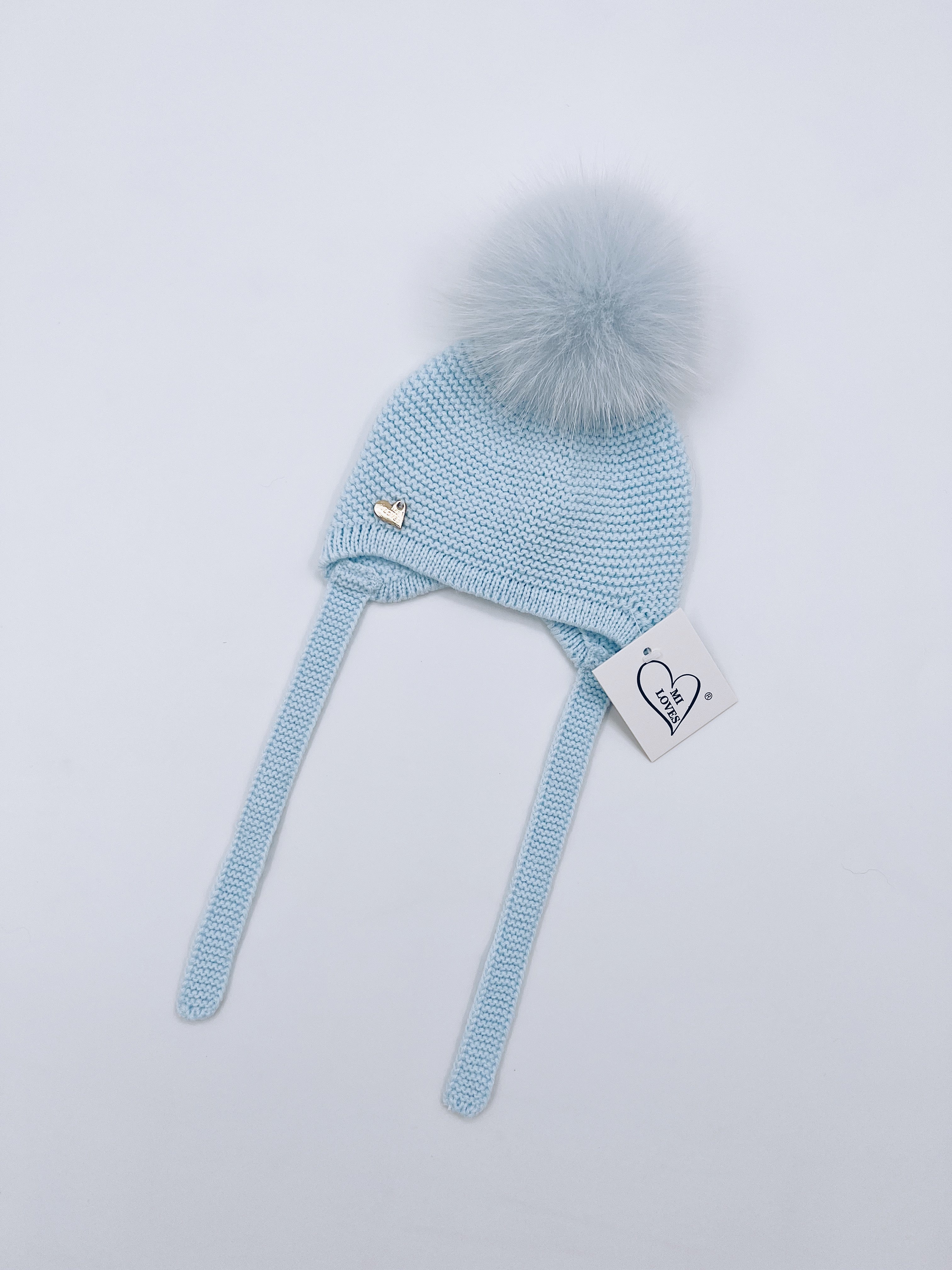 MI LOVES SIGNATURE Luxurious knitted Pompom hat with Fox fur pompom(ALL COLOURS)