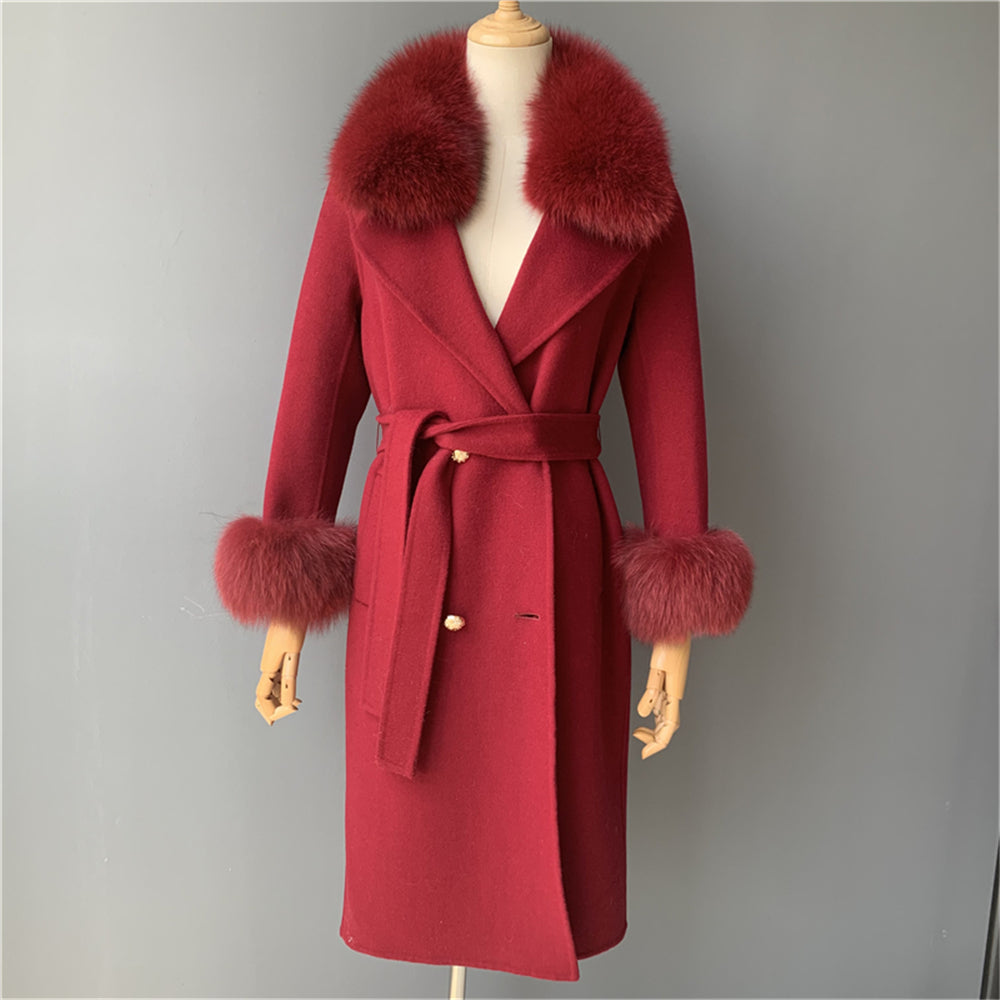 Beautiful Cashmere blend jacket with Fox fur trim/cuffs