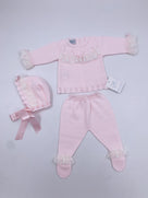 Carmen Taberner Stunning  Lace/Bow Details Knitted Baby 3 piece set