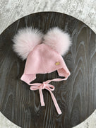 Knitted Double pompom hat .