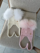 MI LOVES SIGNATURE Little Bear Angora Double pompom hat.