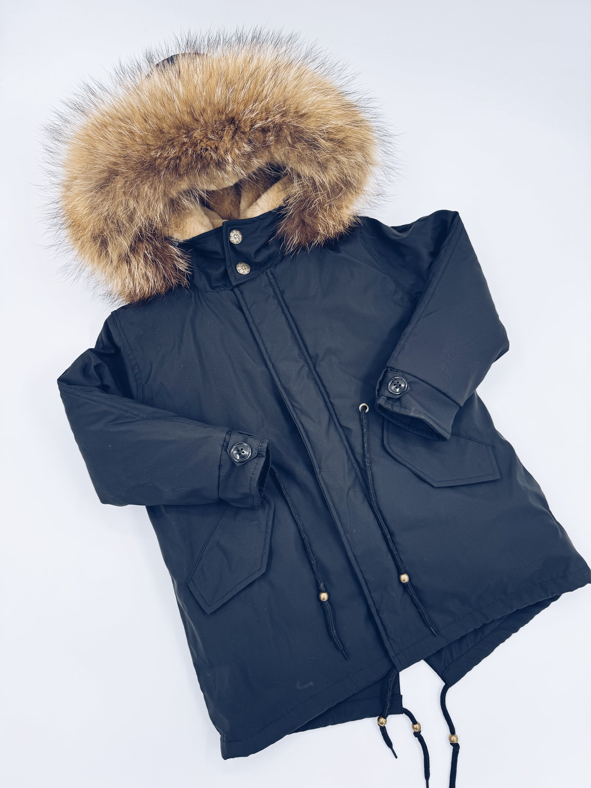 Racoon fur parka coat hotsell