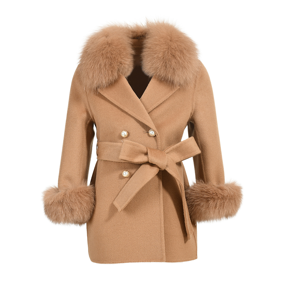 MI LOVES SIGNATURE Kids Cashmere Jacket with Luxurious Fox fur Collar and Cuffs.