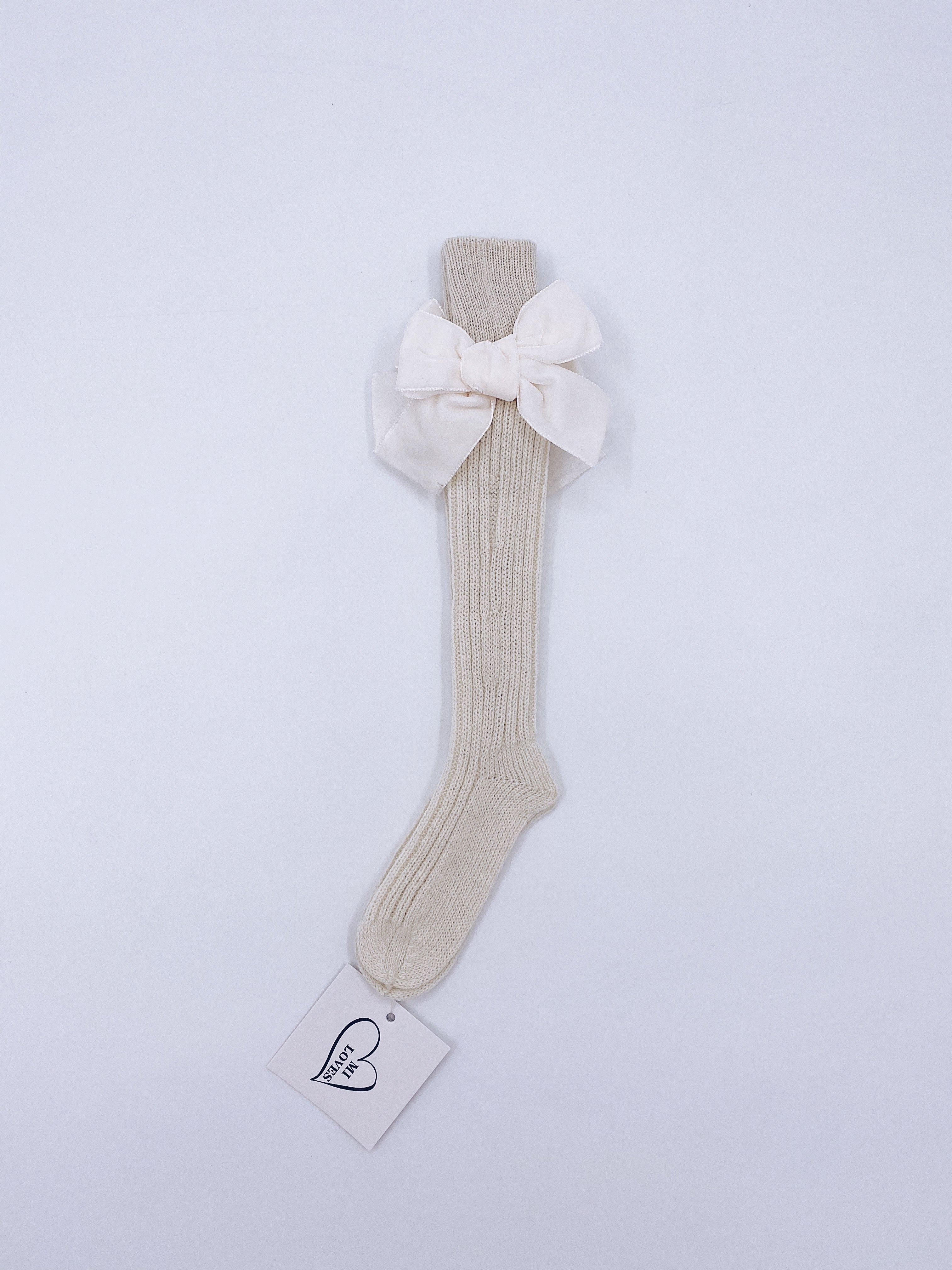 Beautiful high knee Knitted socks with Luxurious velvet bows(7051)