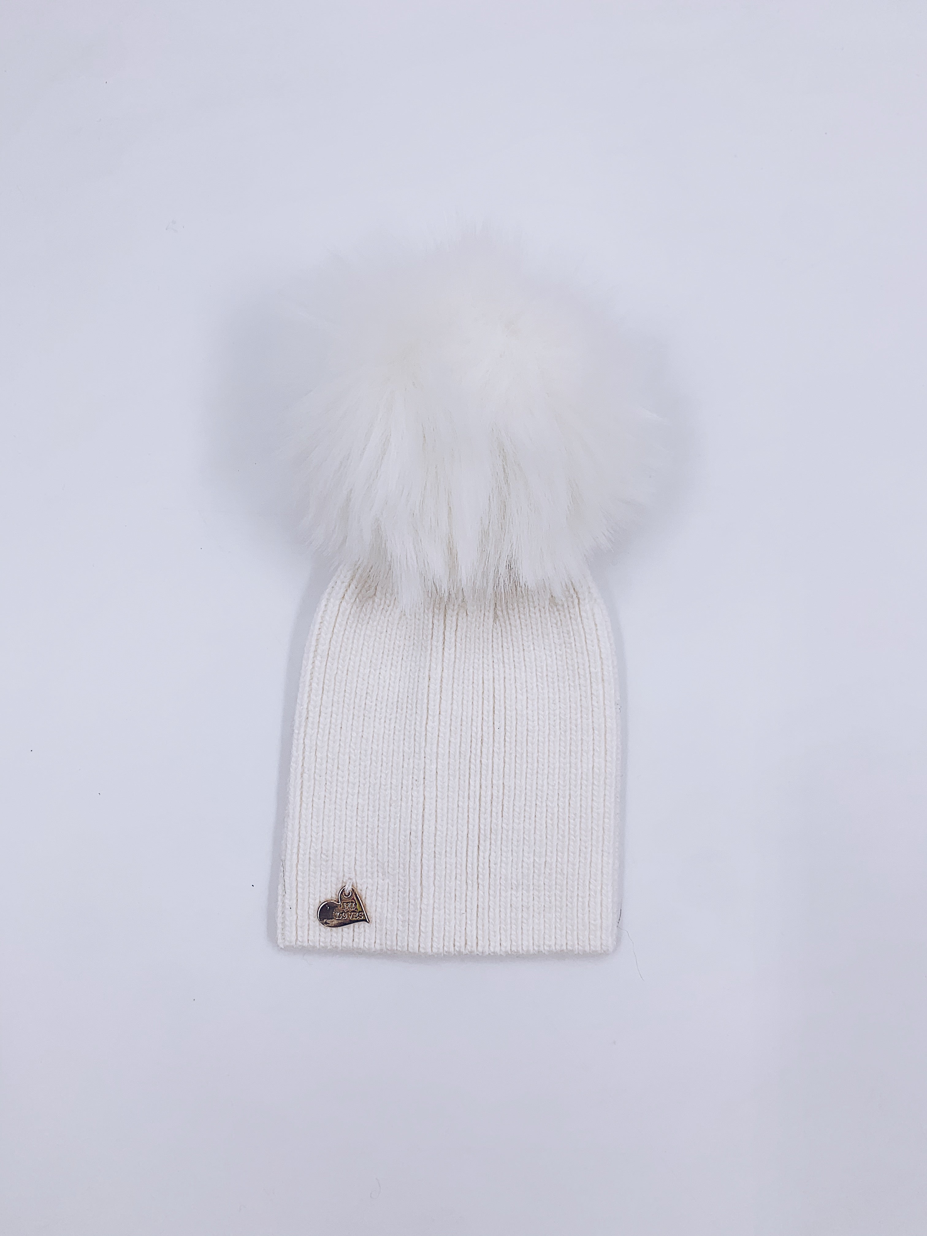 MI LOVES SIGNATURE Angora baby hat with Synthetic fur pompom