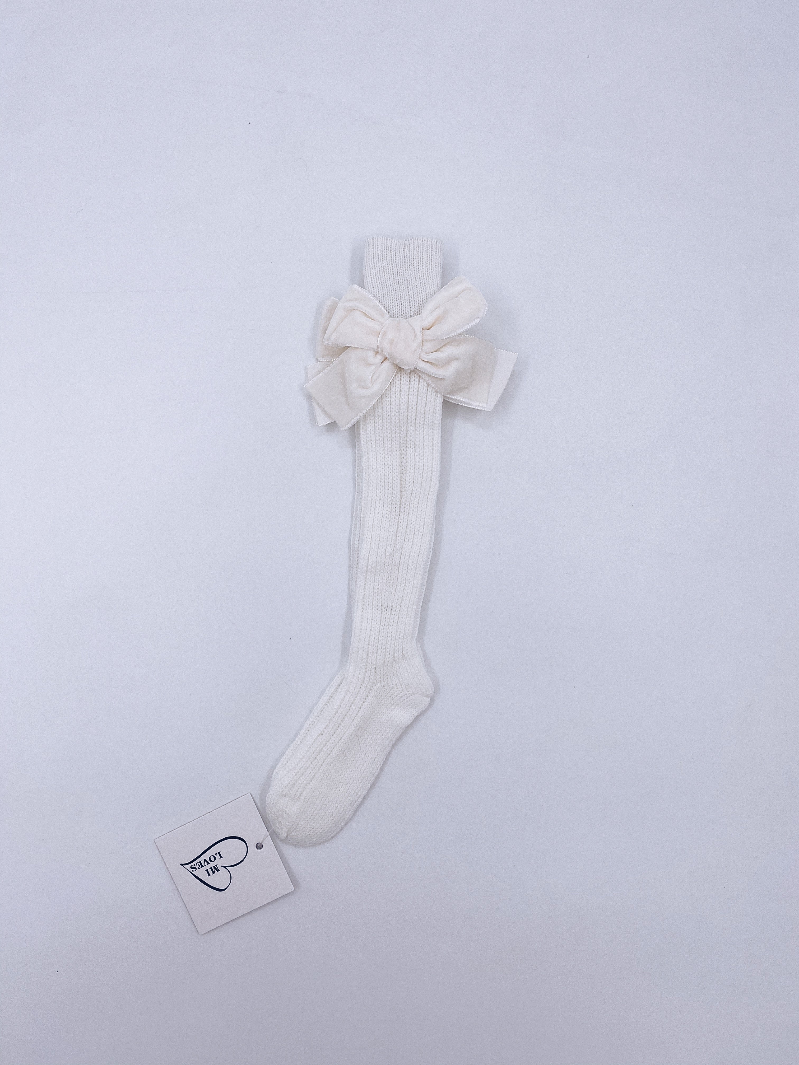 Beautiful high knee Knitted socks with Luxurious velvet bows(7051)