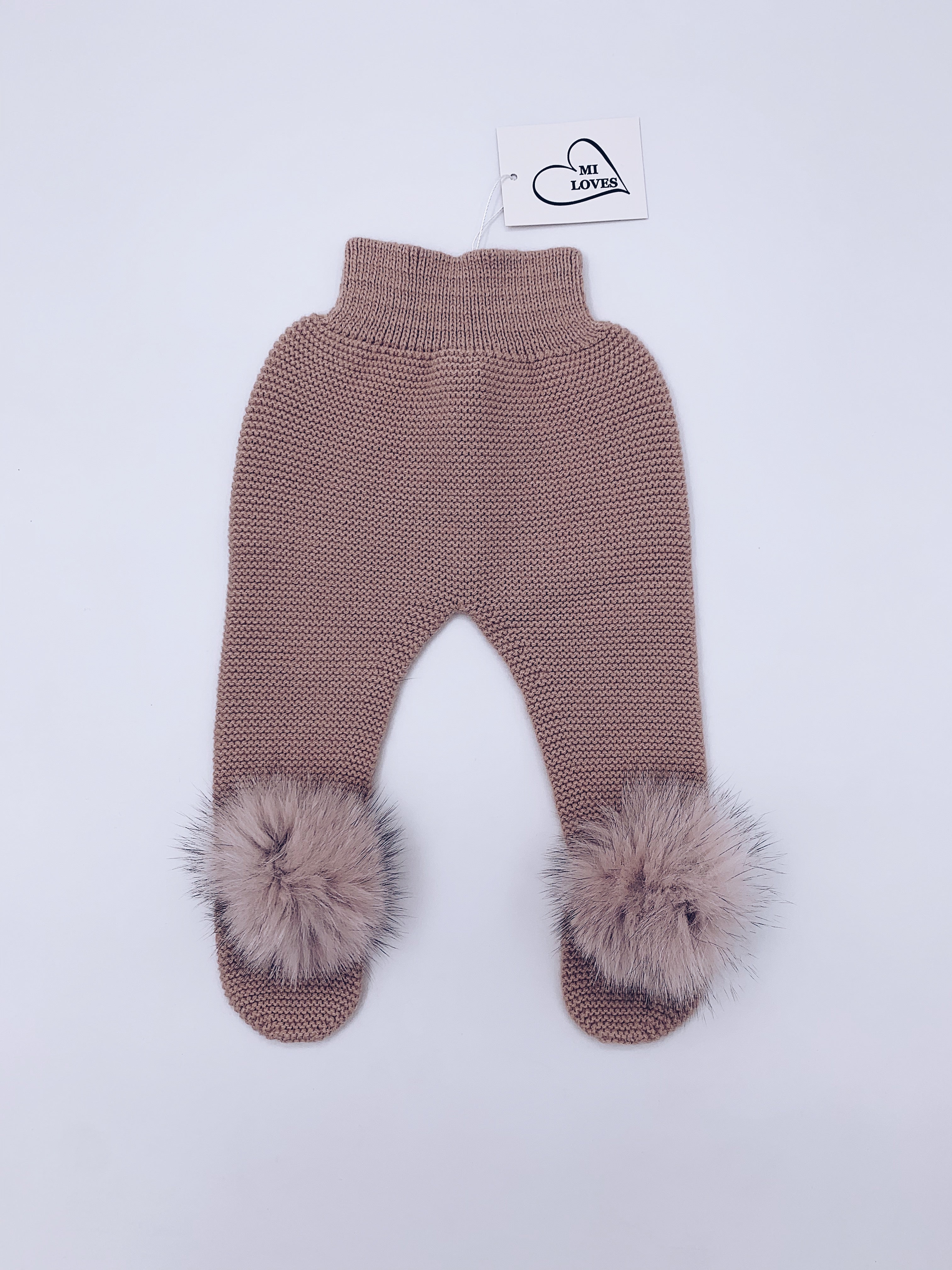 MI LOVES SIGNATURE Knitted pompom Leggings.