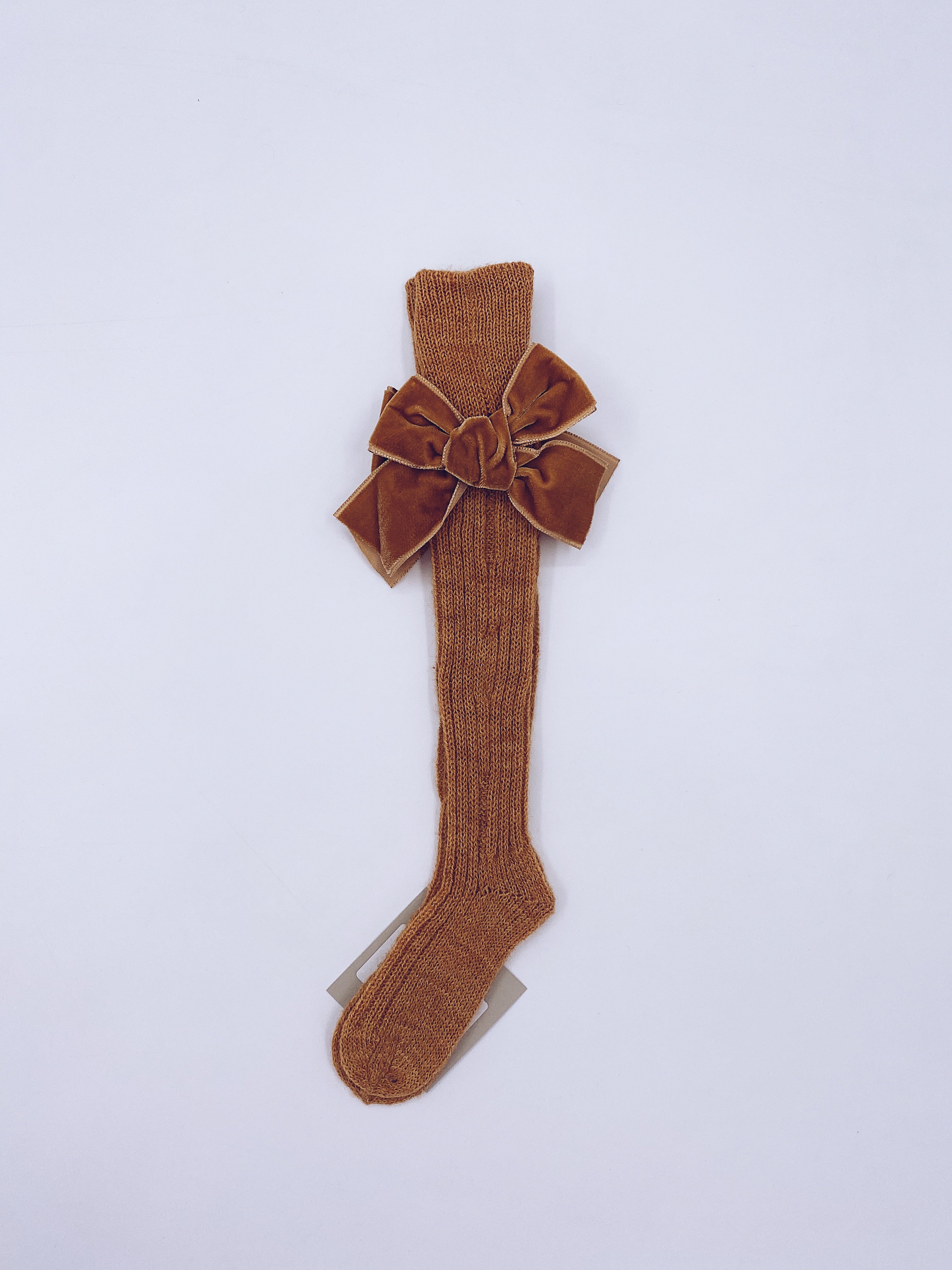 Beautiful high knee Knitted socks with Luxurious velvet bows(7051)