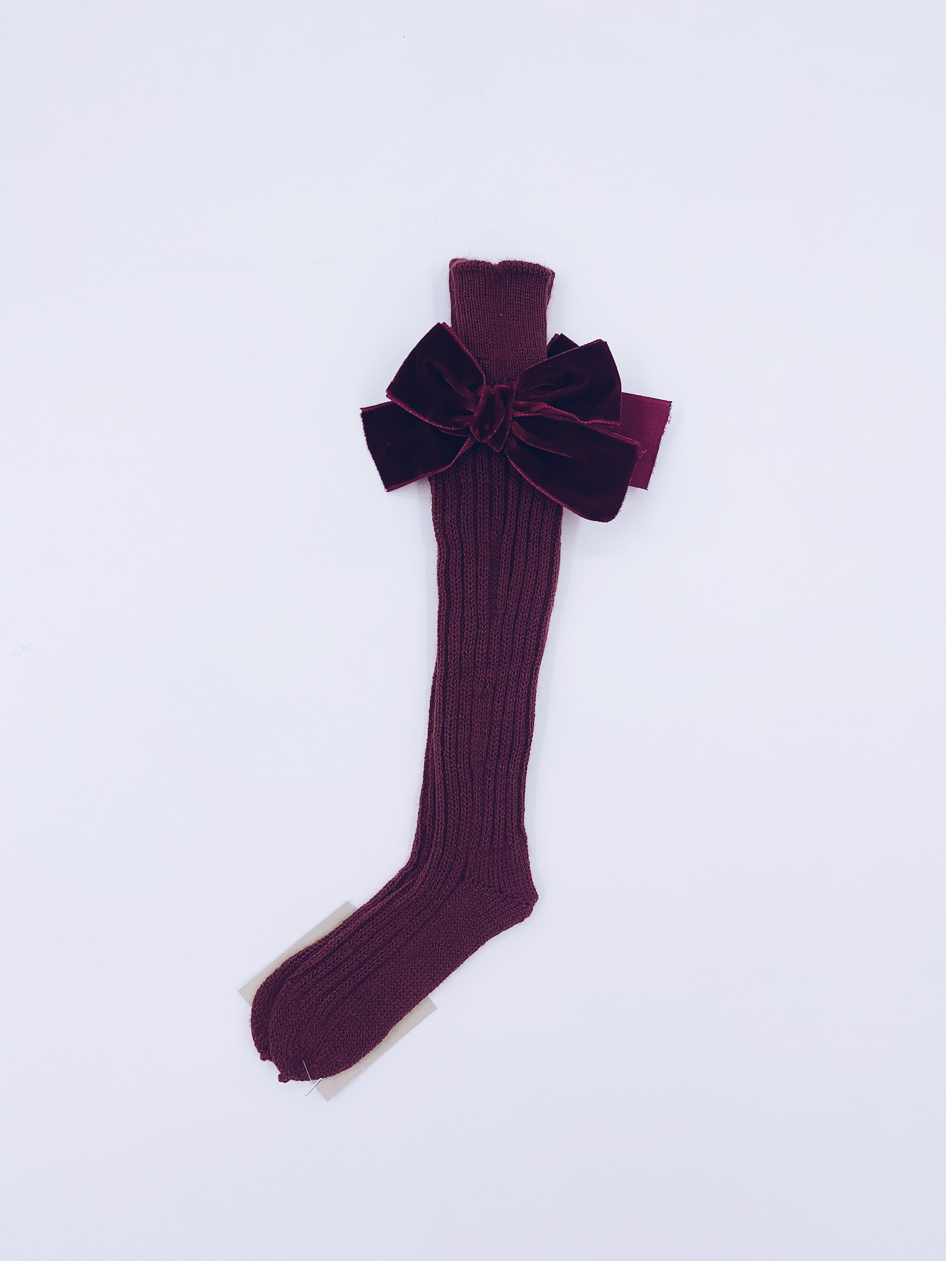 Beautiful high knee Knitted socks with Luxurious velvet bows(7051)
