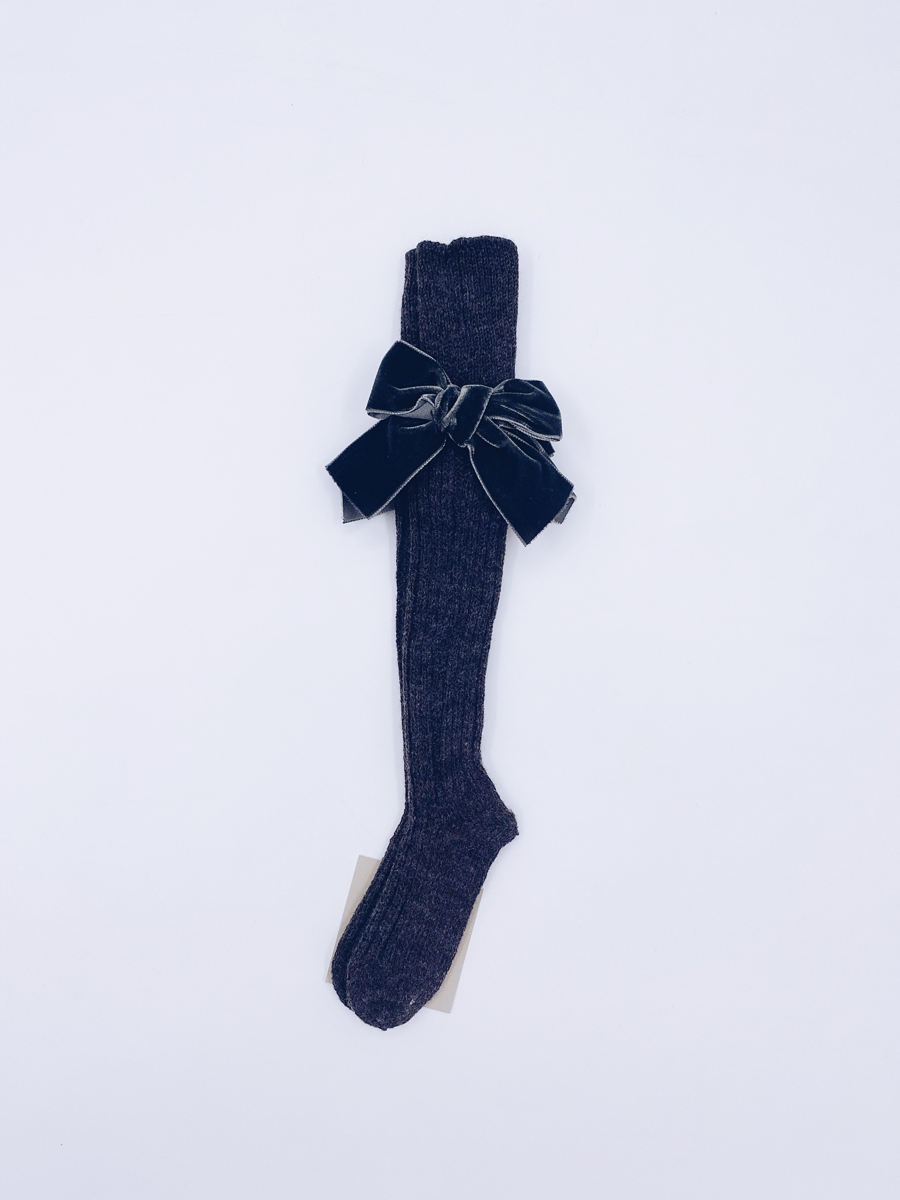 Beautiful high knee Knitted socks with Luxurious velvet bows(7051)