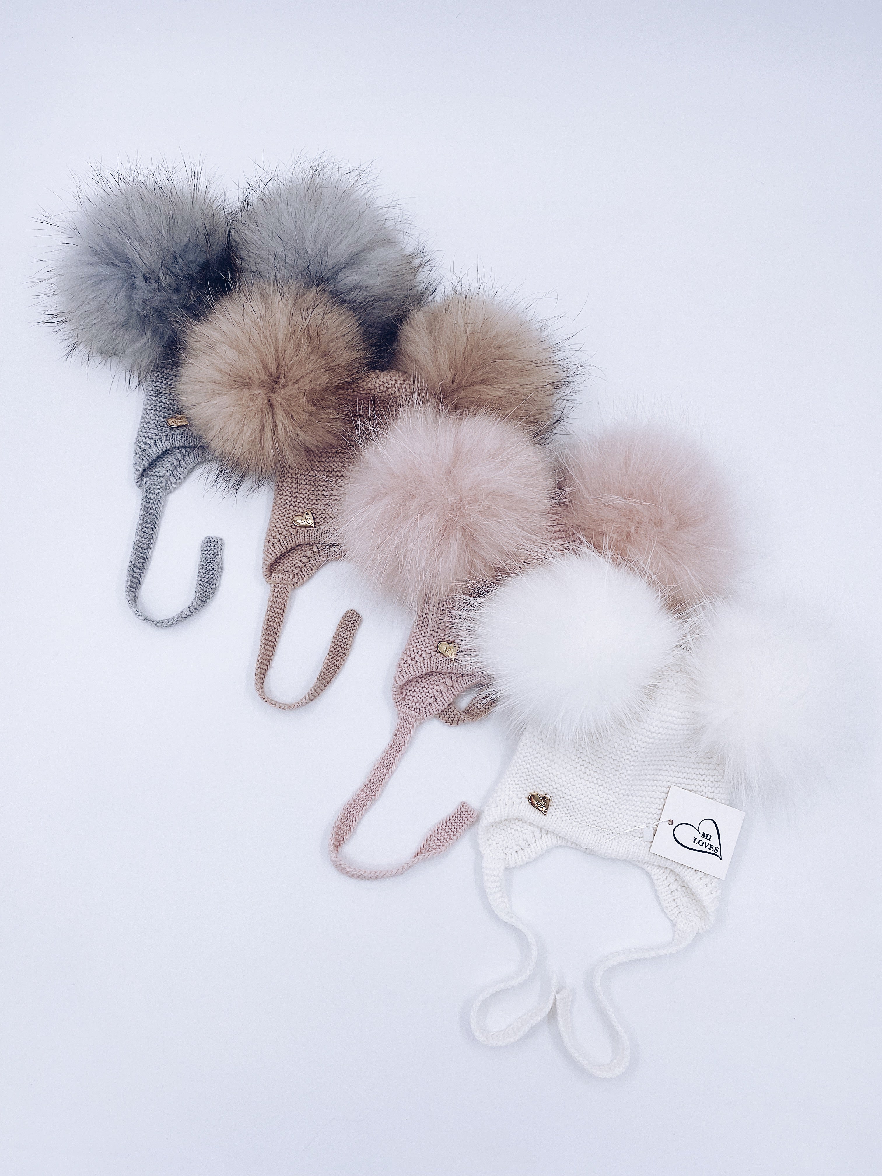 NEW MI LOVES Signature Cashmere Double pompom hat