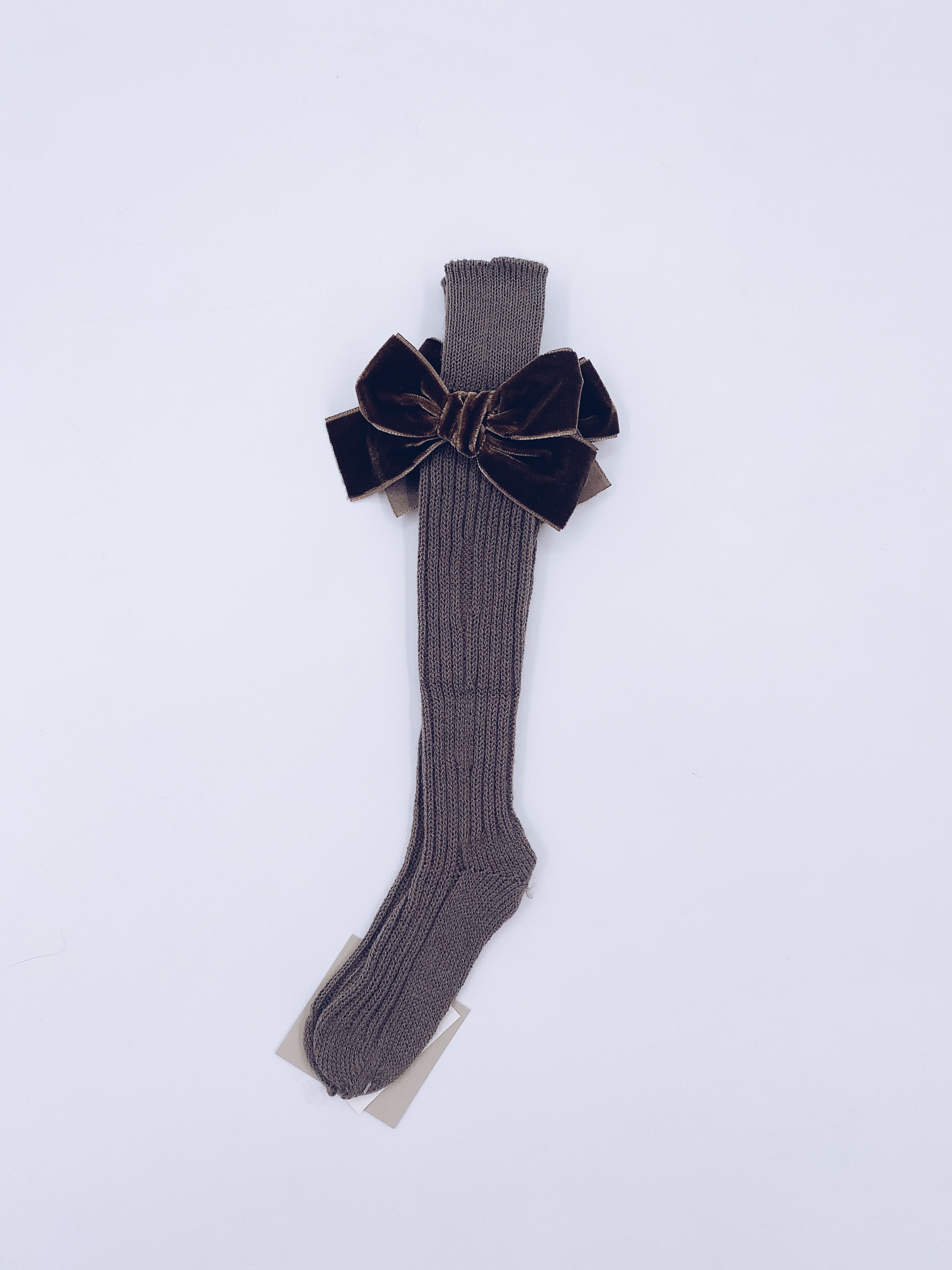 Beautiful high knee Knitted socks with Luxurious velvet bows(7051)