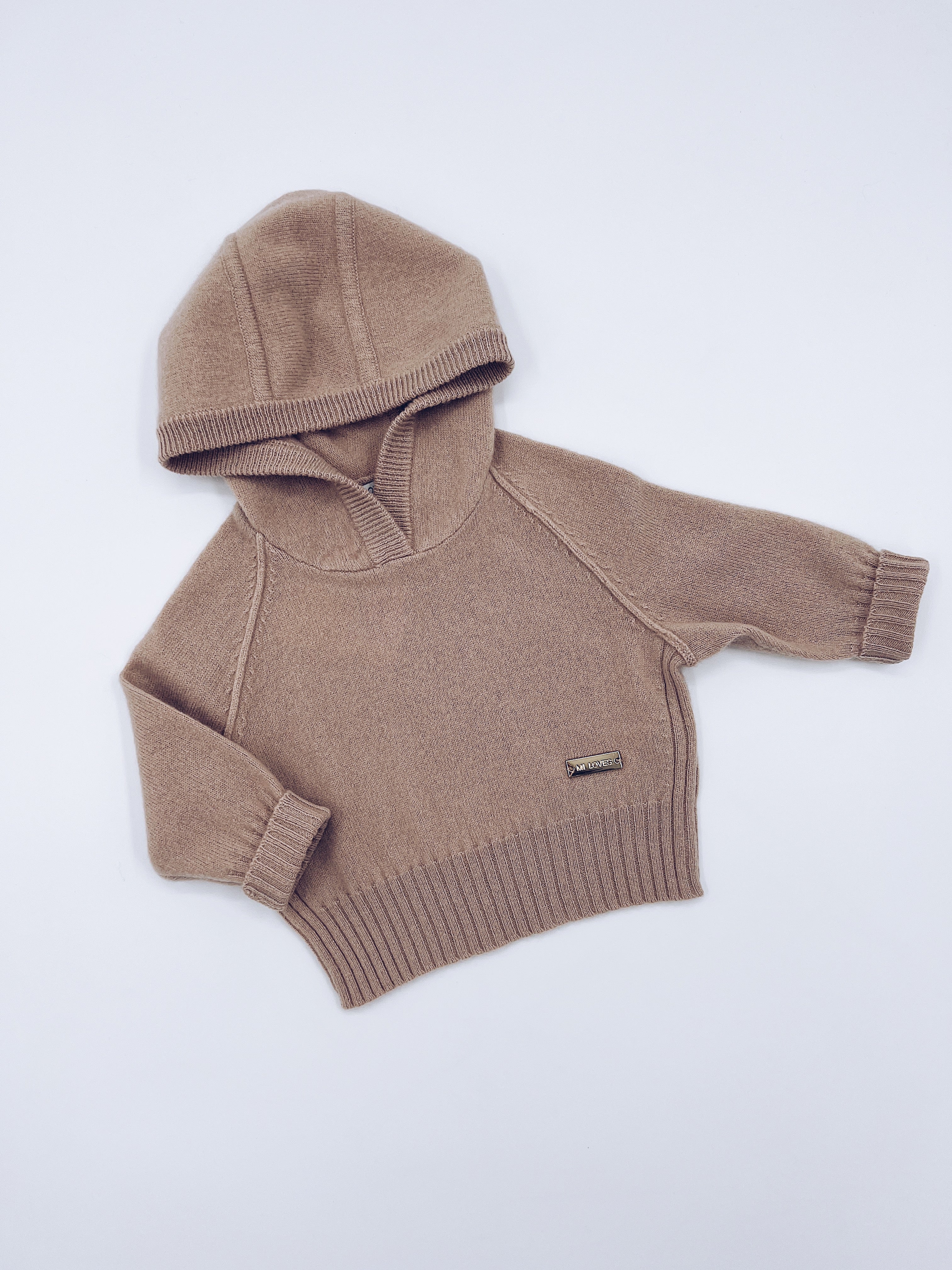 MI LOVES SIGNATURE Cashmere knit hoodie.