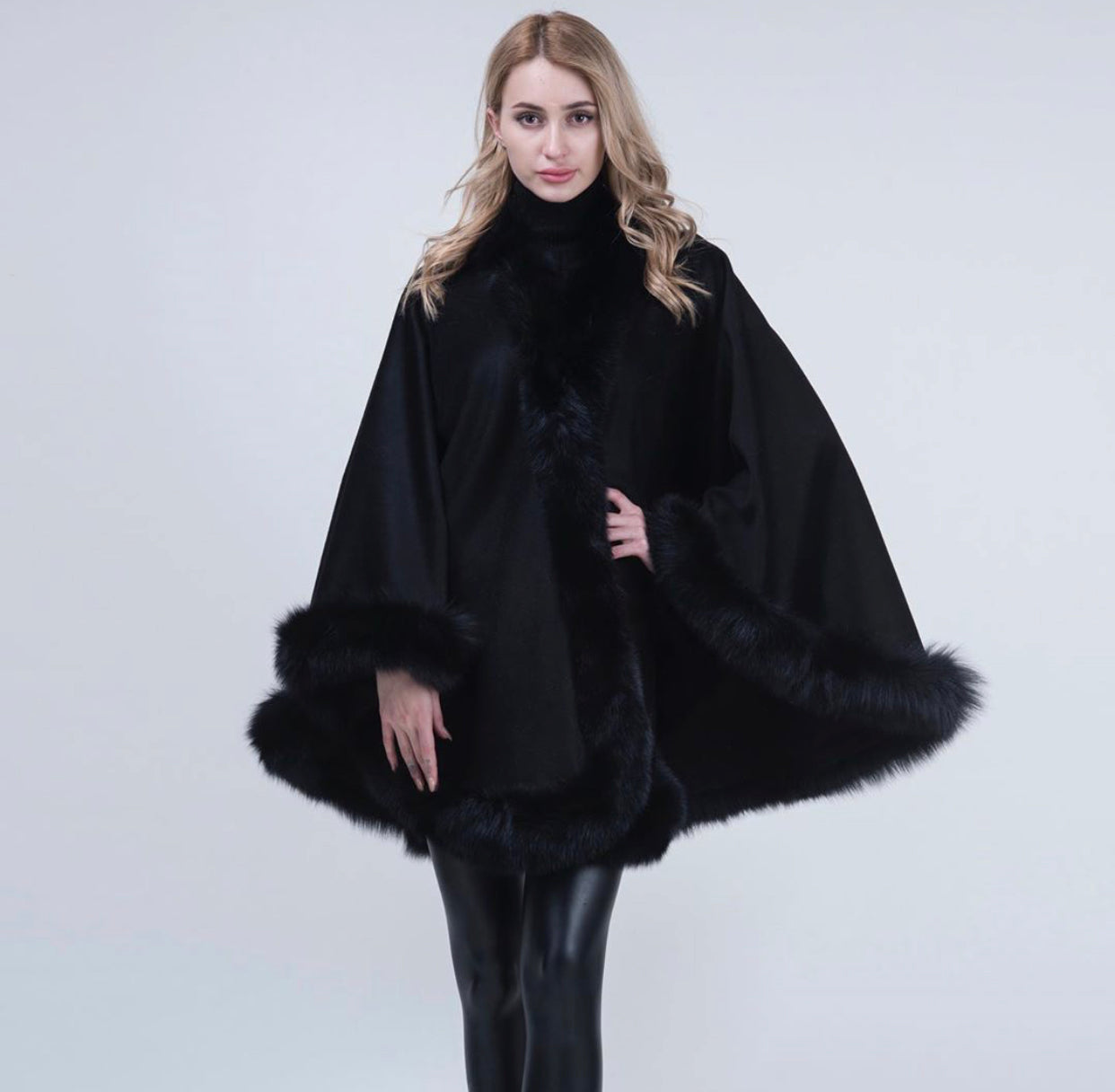 PRE-ORDER(Delivery in 2-3 weeks)MI LOVES SIGNATURE LUXURIOUS FOX FUR TRIM ADULT CAPE