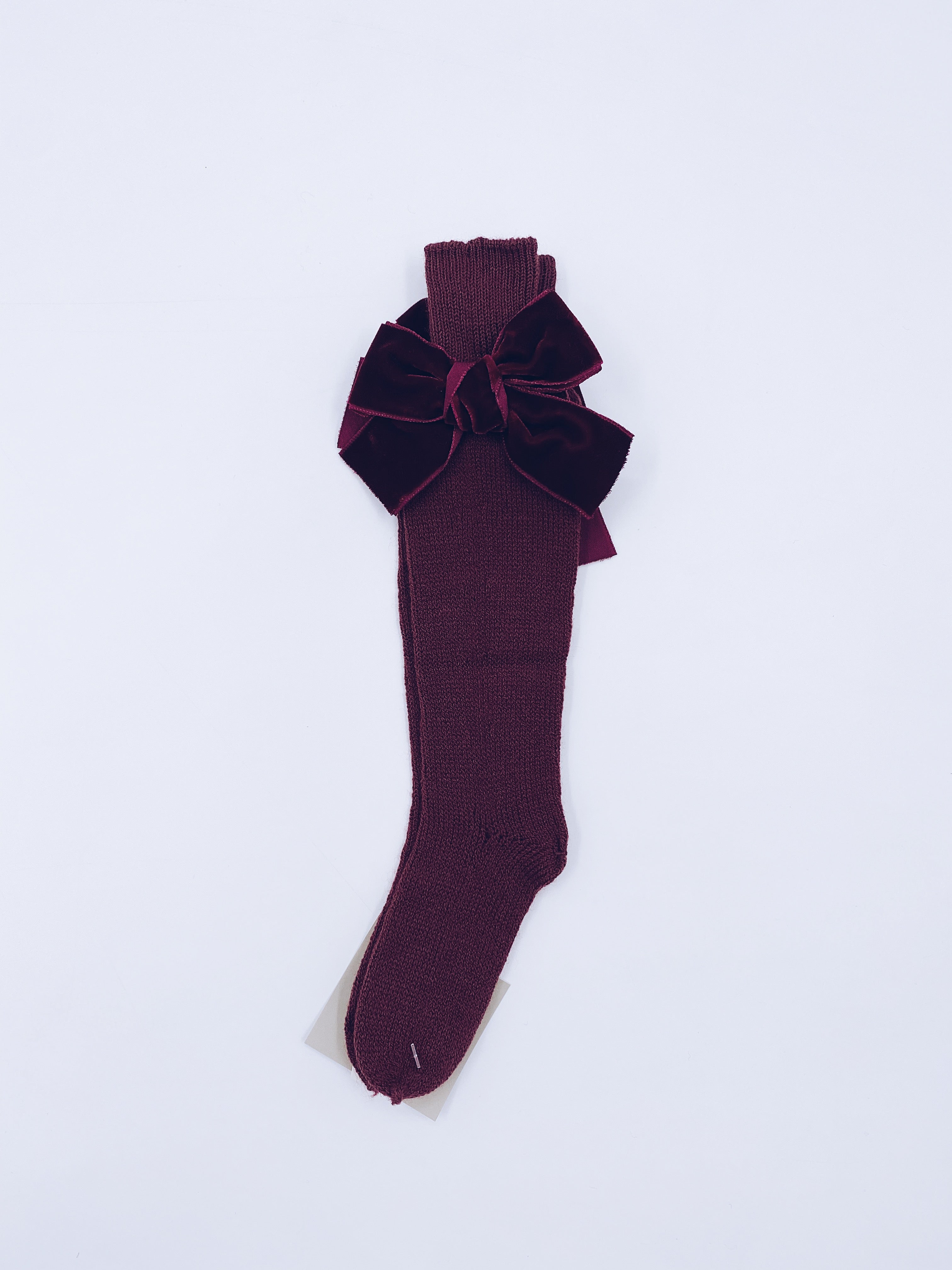 Beautiful high knee Knitted socks with Luxurious velvet bows(7009)