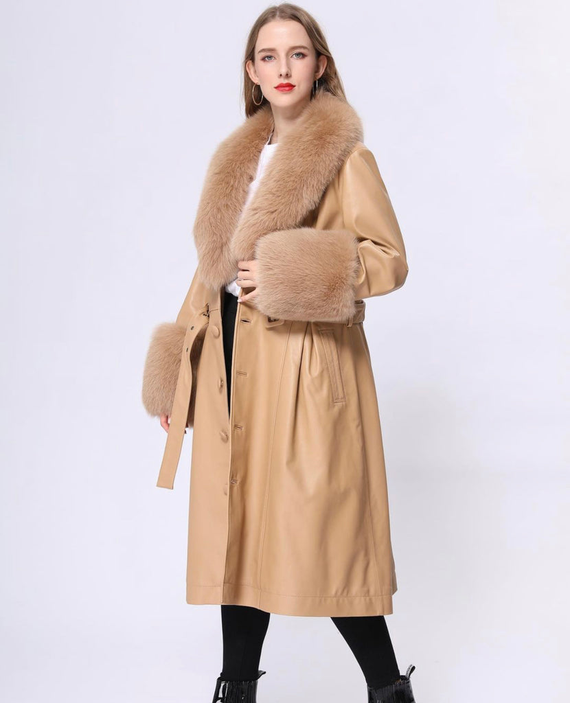 Intuition Paris Trench Coat with Fur Trim 38 - Sold Out