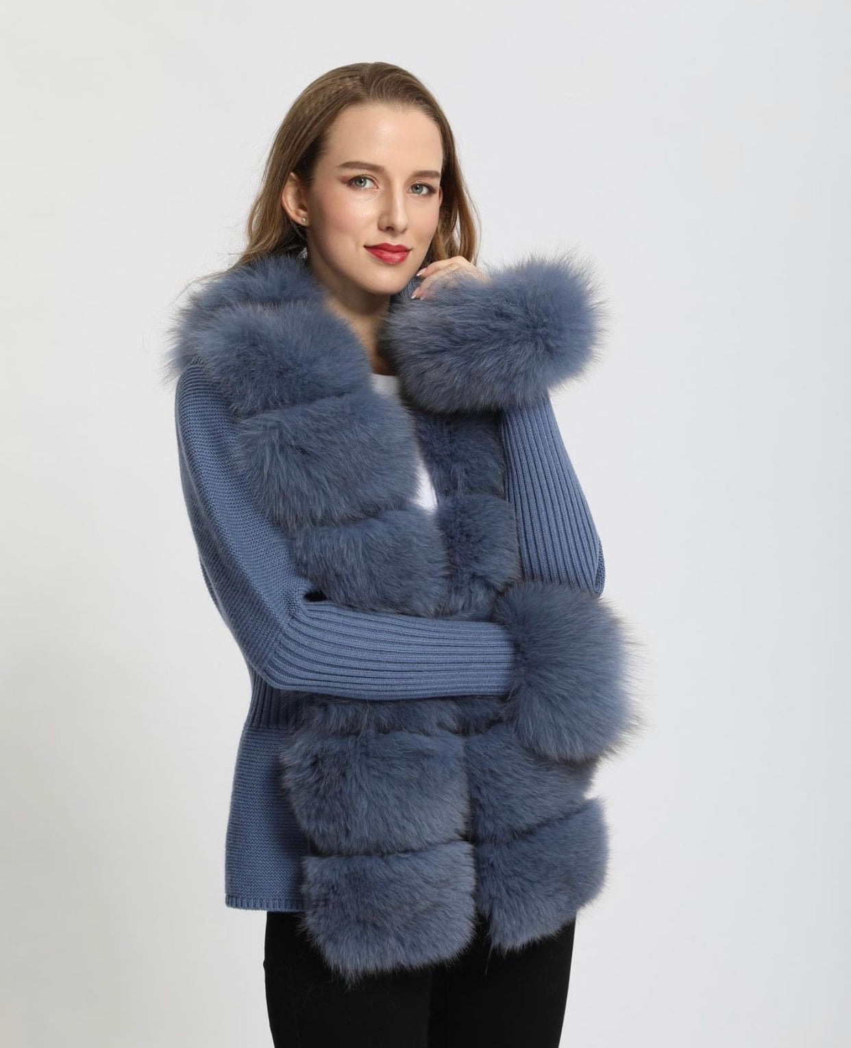 秋の断捨離！Ronherman fox fur cardigan Luxurious Wool knit cardigan with Fox fur trim – MI LOVES