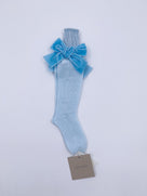 Beautiful Knitted High Knee Socks With Velvet Bows
