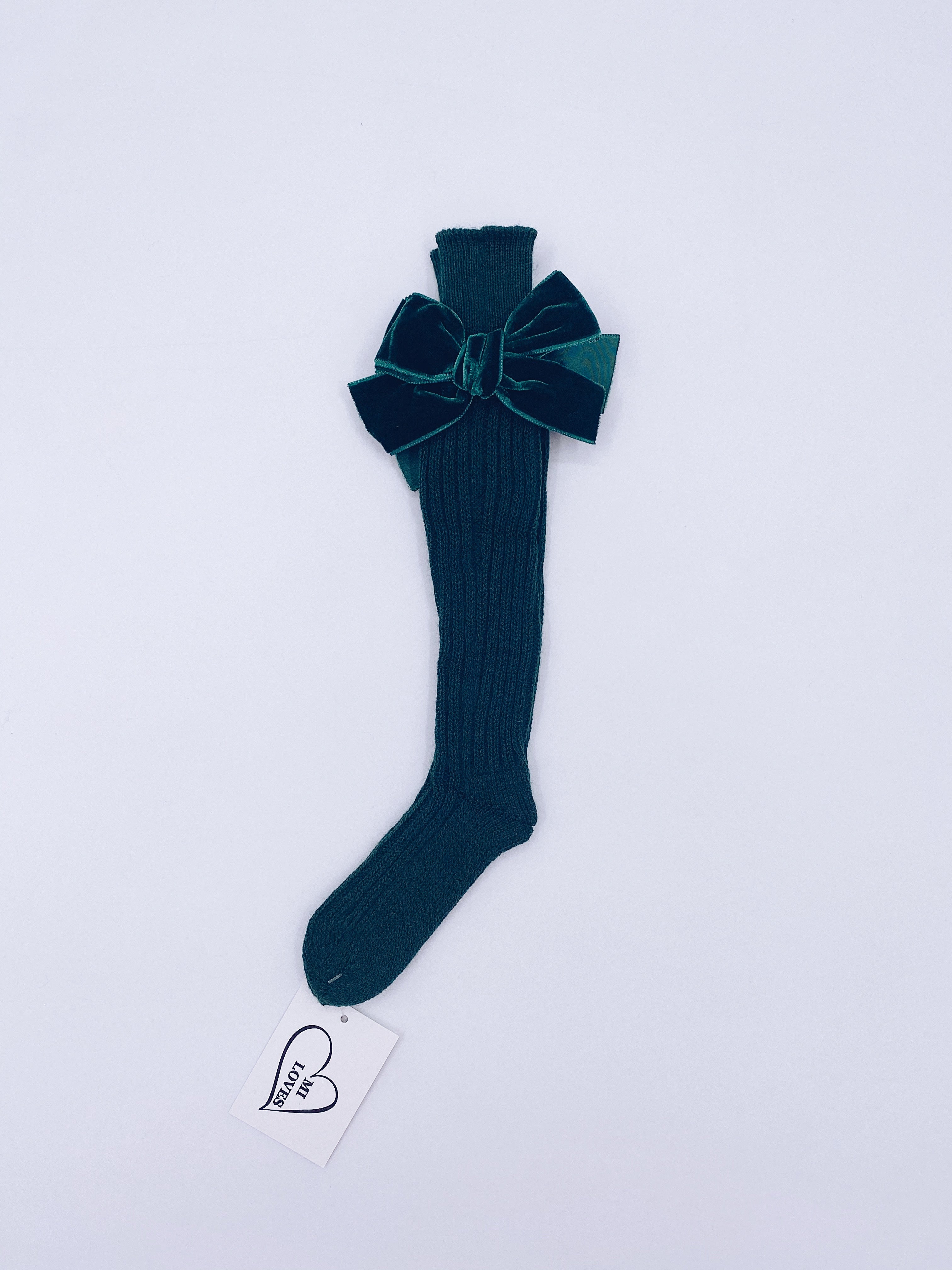 Beautiful high knee Knitted socks with Luxurious velvet bows(7051)