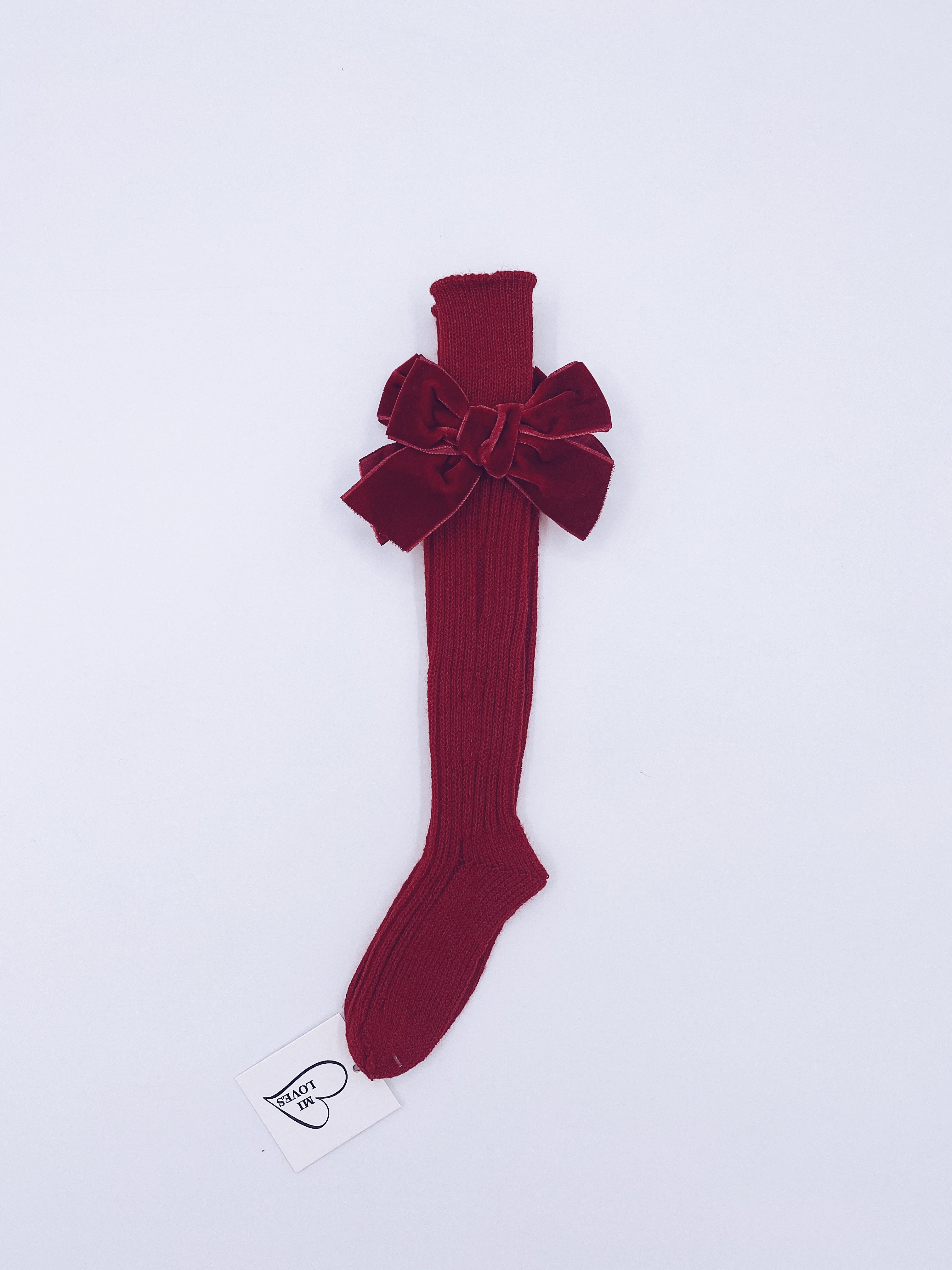 Beautiful high knee Knitted socks with Luxurious velvet bows(7051)