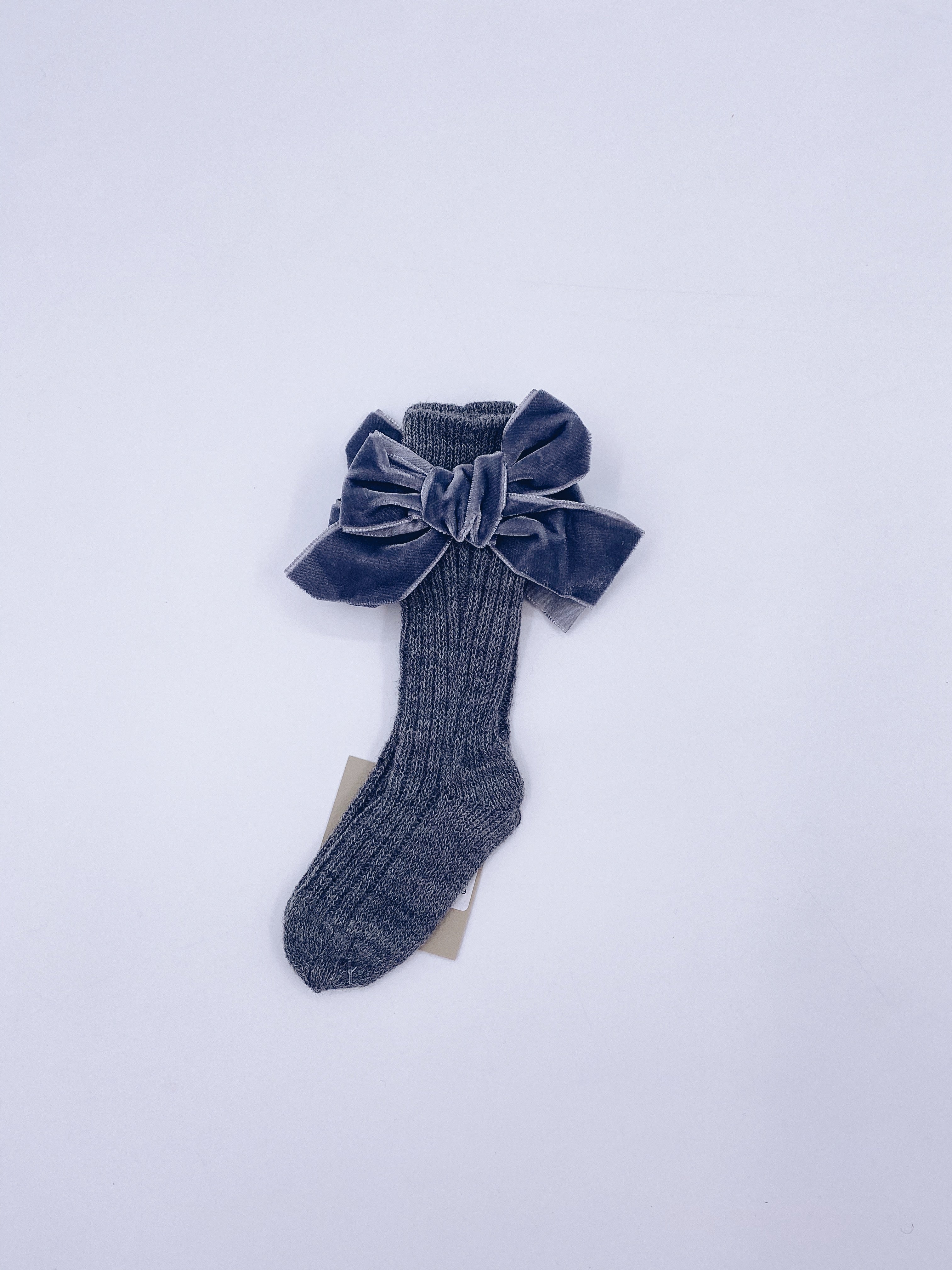 Beautiful knitted socks with Luxurious velvet bows