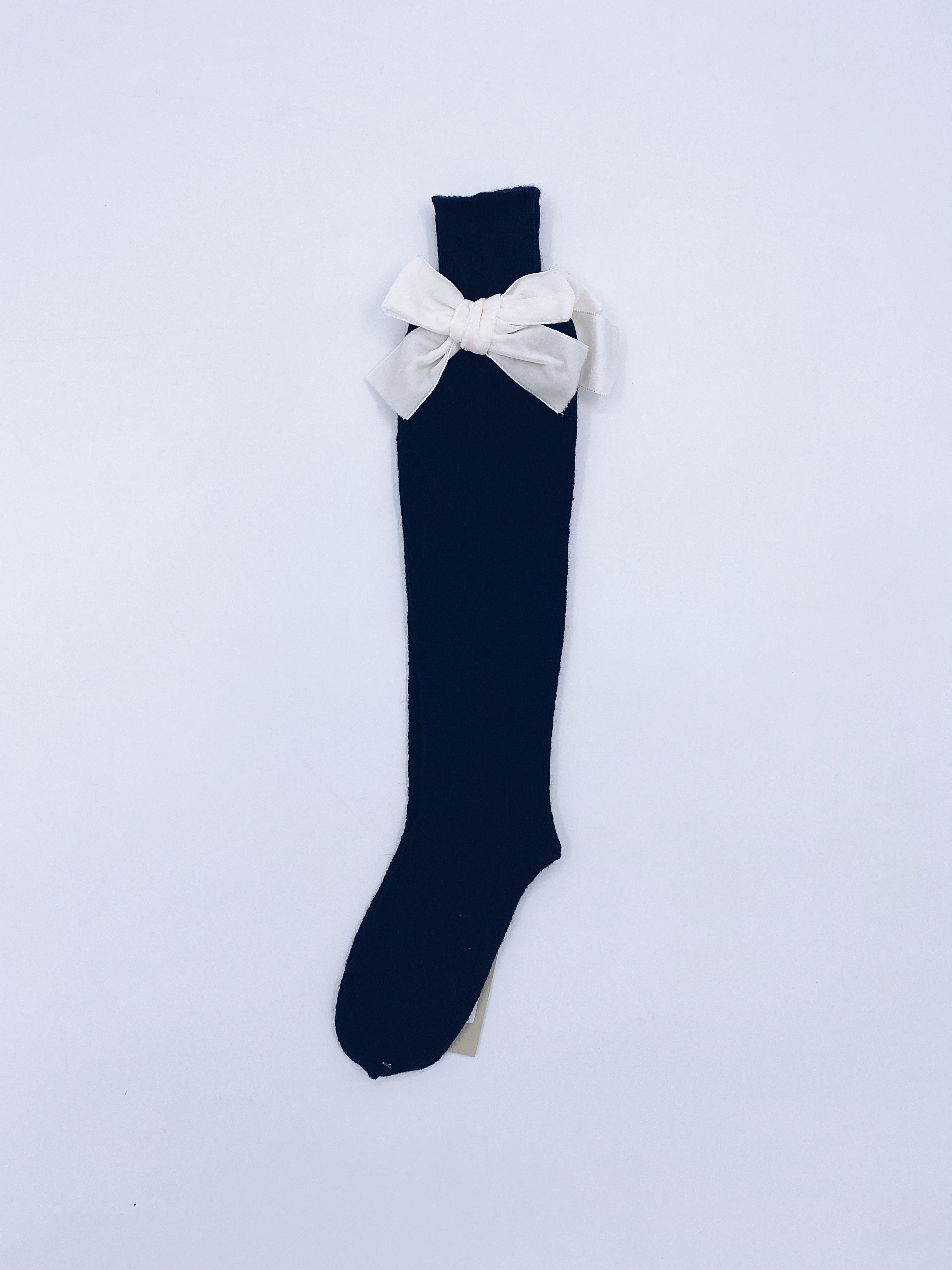 Beautiful high knee Knitted socks with Luxurious velvet bows(7009)