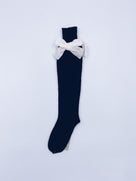 Beautiful high knee Knitted socks with Luxurious velvet bows(7009)