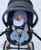 MI LOVES SIGNATURE Fox fur trim/pompoms Baby Pramsuit(ALL COLOURS)