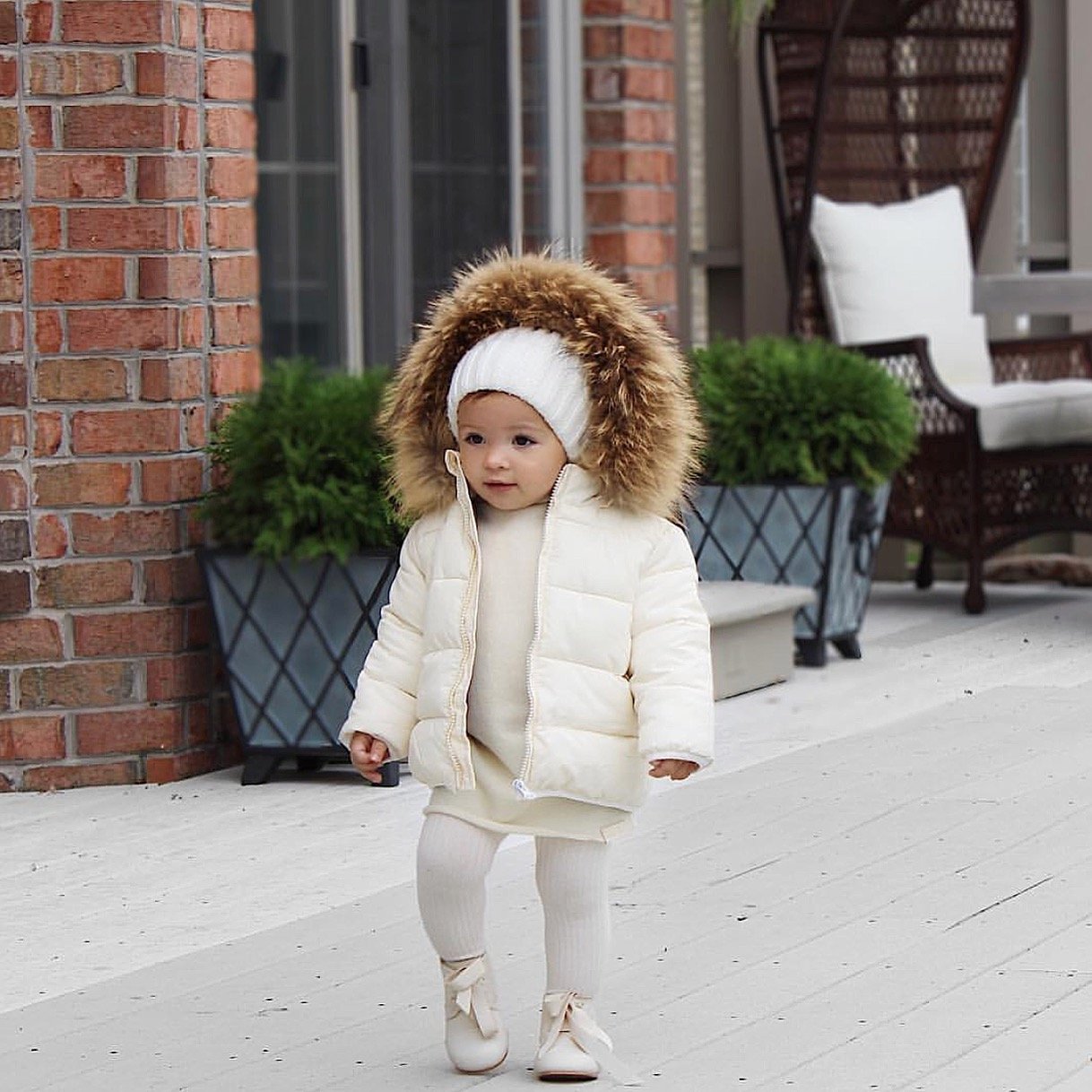 Puffer coat with outlet raccoon fur hood