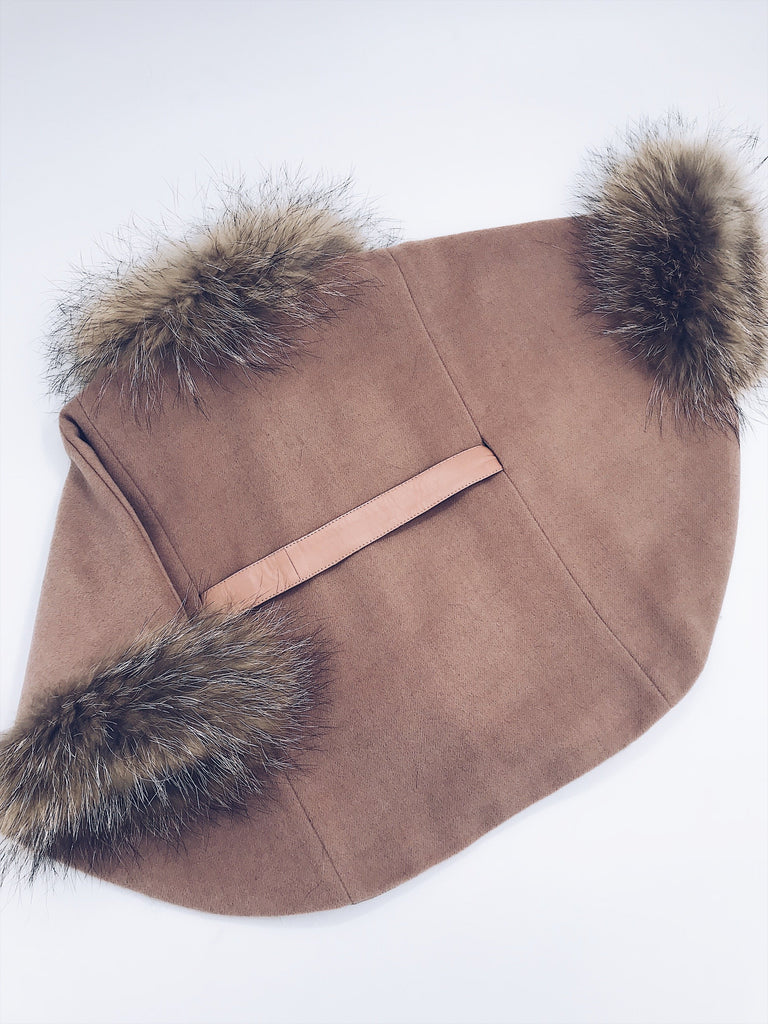 Luxurious Racoon fur trim and cuffs kids poncho – MI LOVES
