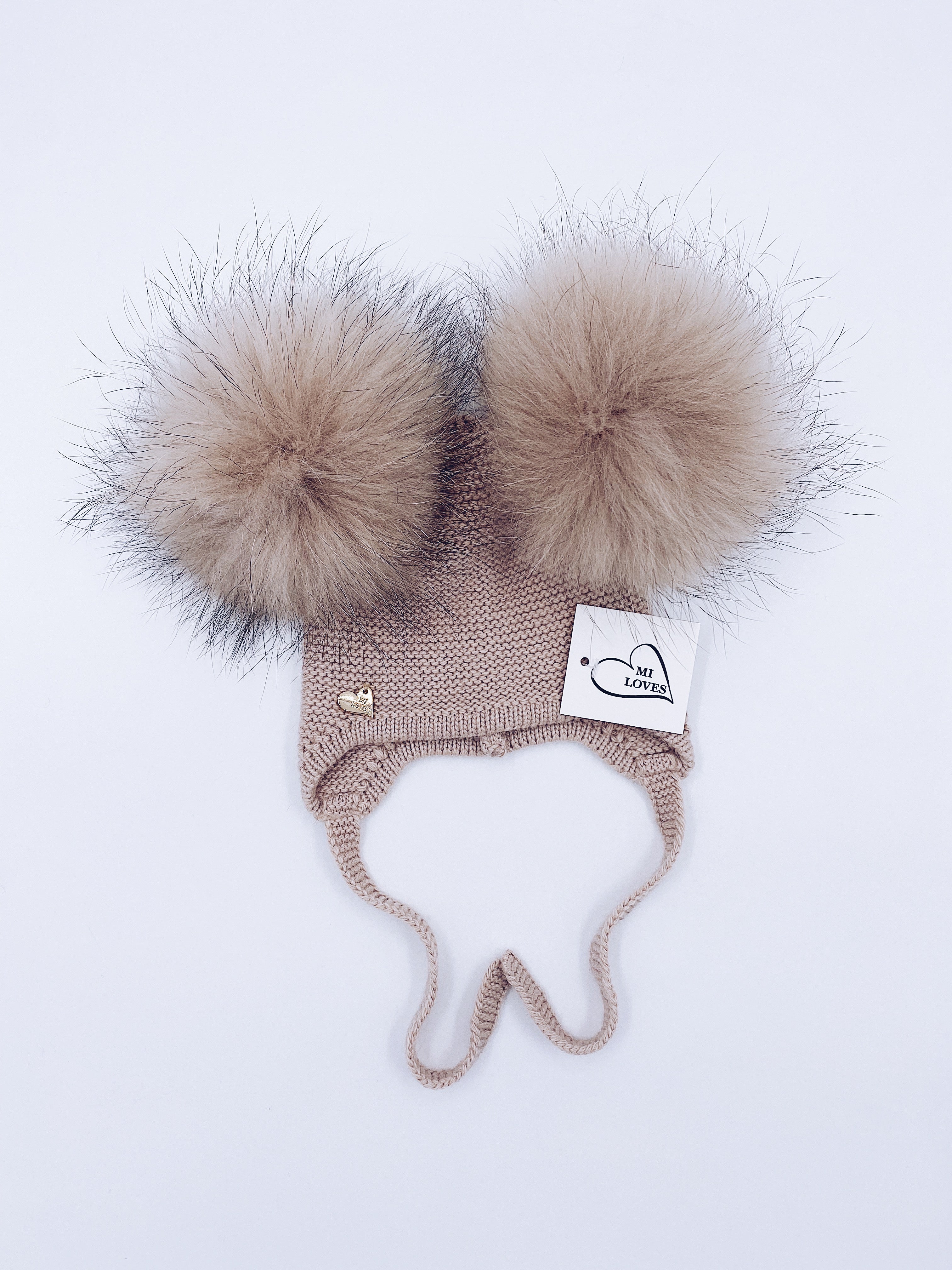 NEW MI LOVES Signature Cashmere Double pompom hat