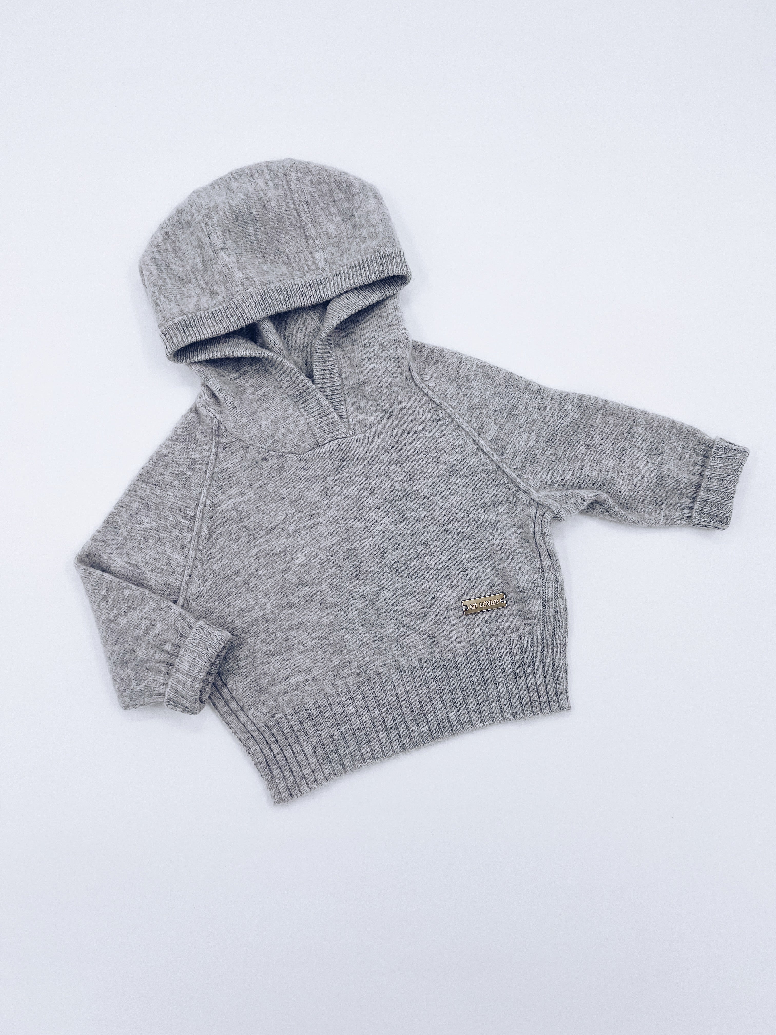 MI LOVES SIGNATURE Cashmere knit hoodie.