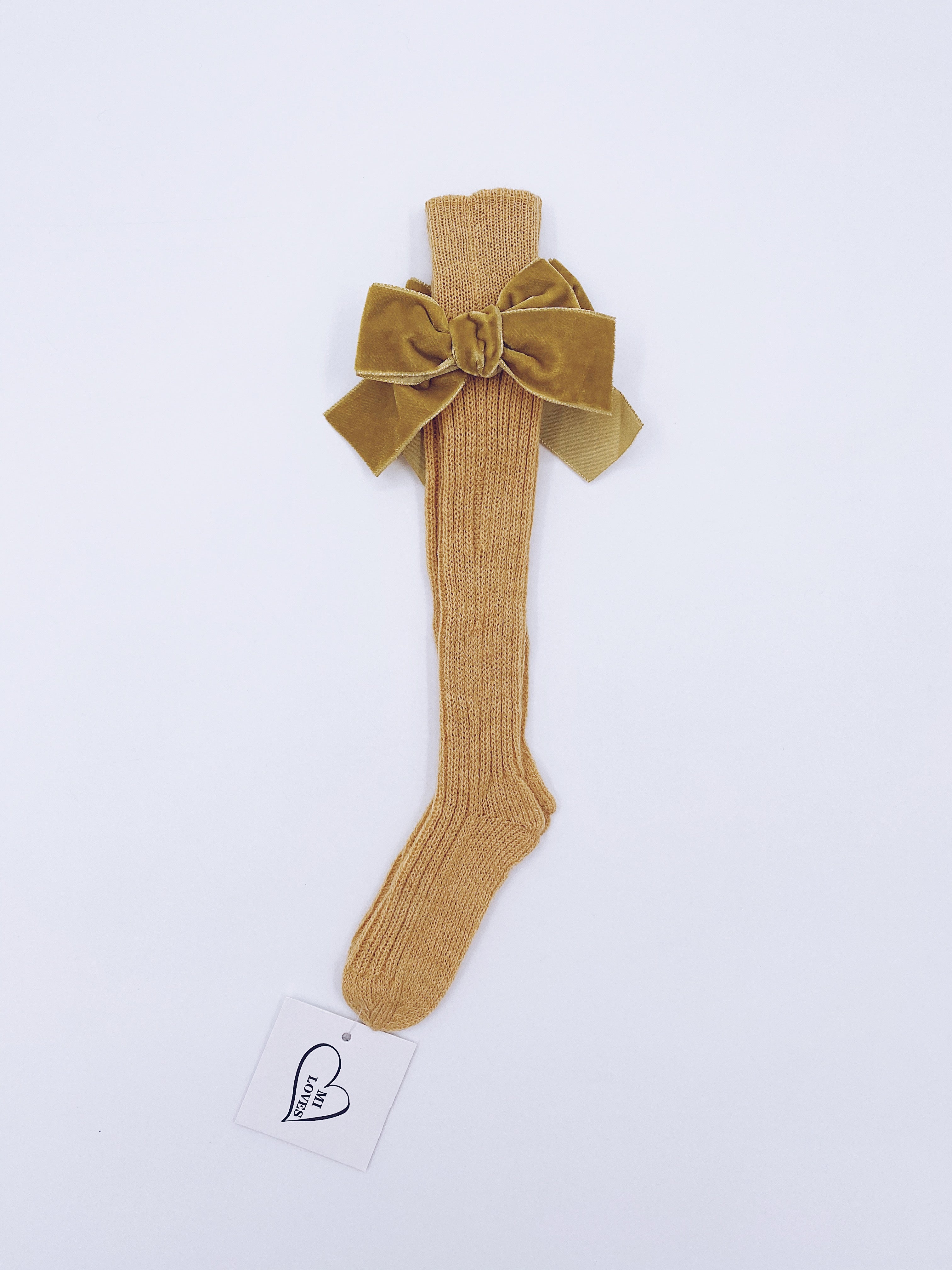 Beautiful high knee Knitted socks with Luxurious velvet bows(7051)