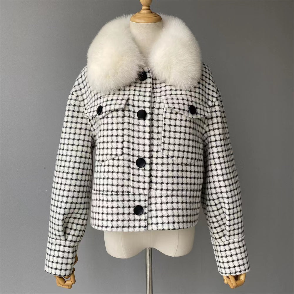 PRE ORDER (delivery in 2 weeks)MI LOVES SIGNATURE ELITE Collection Adult cashmere jacket with Fox fur trim