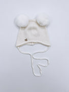 MI LOVES SIGNATURE Little Bear Angora Double pompom hat. C