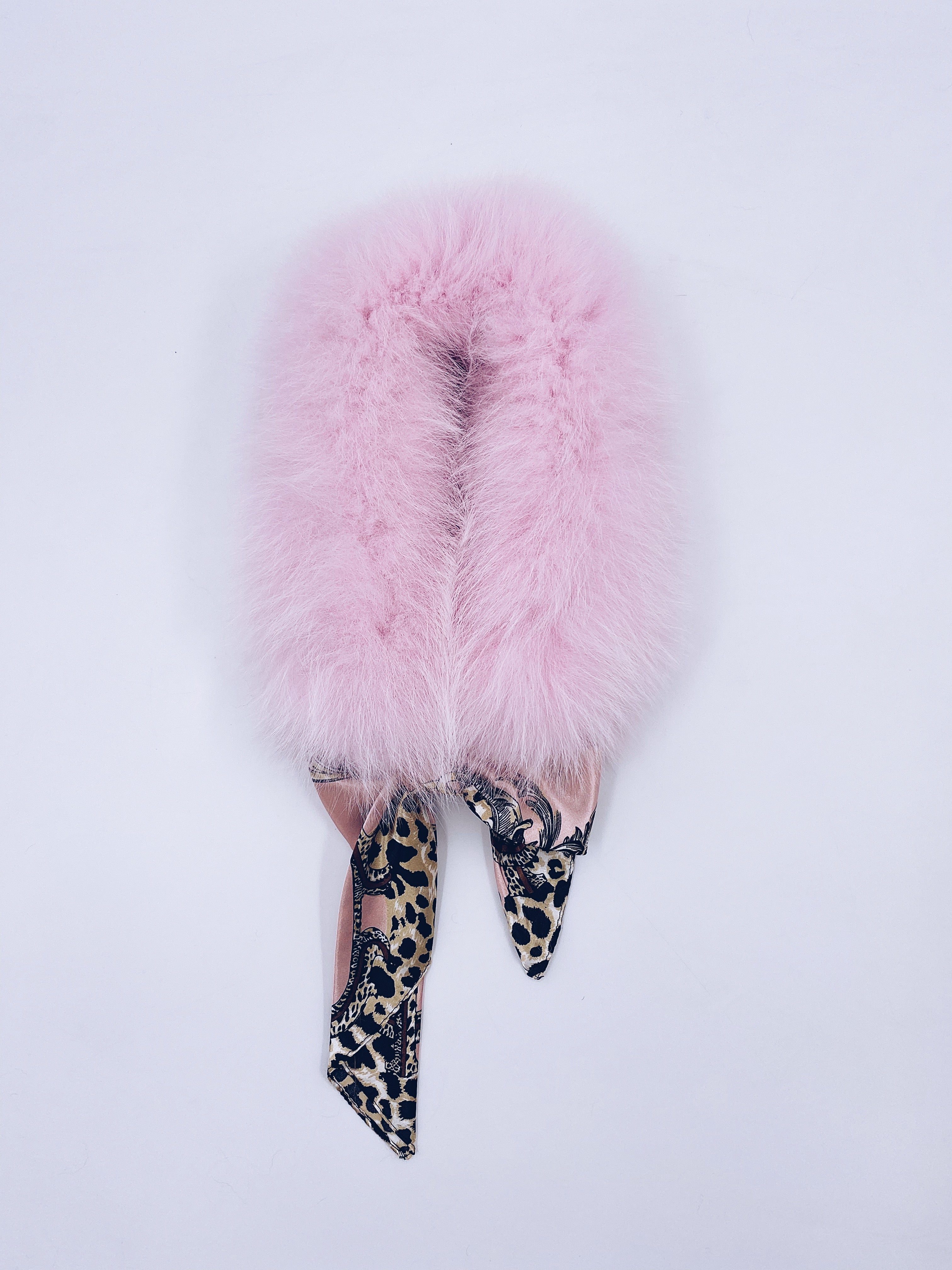 MI LOVES Signature Luxurious Fox fur collar with beautiful silk scarf.