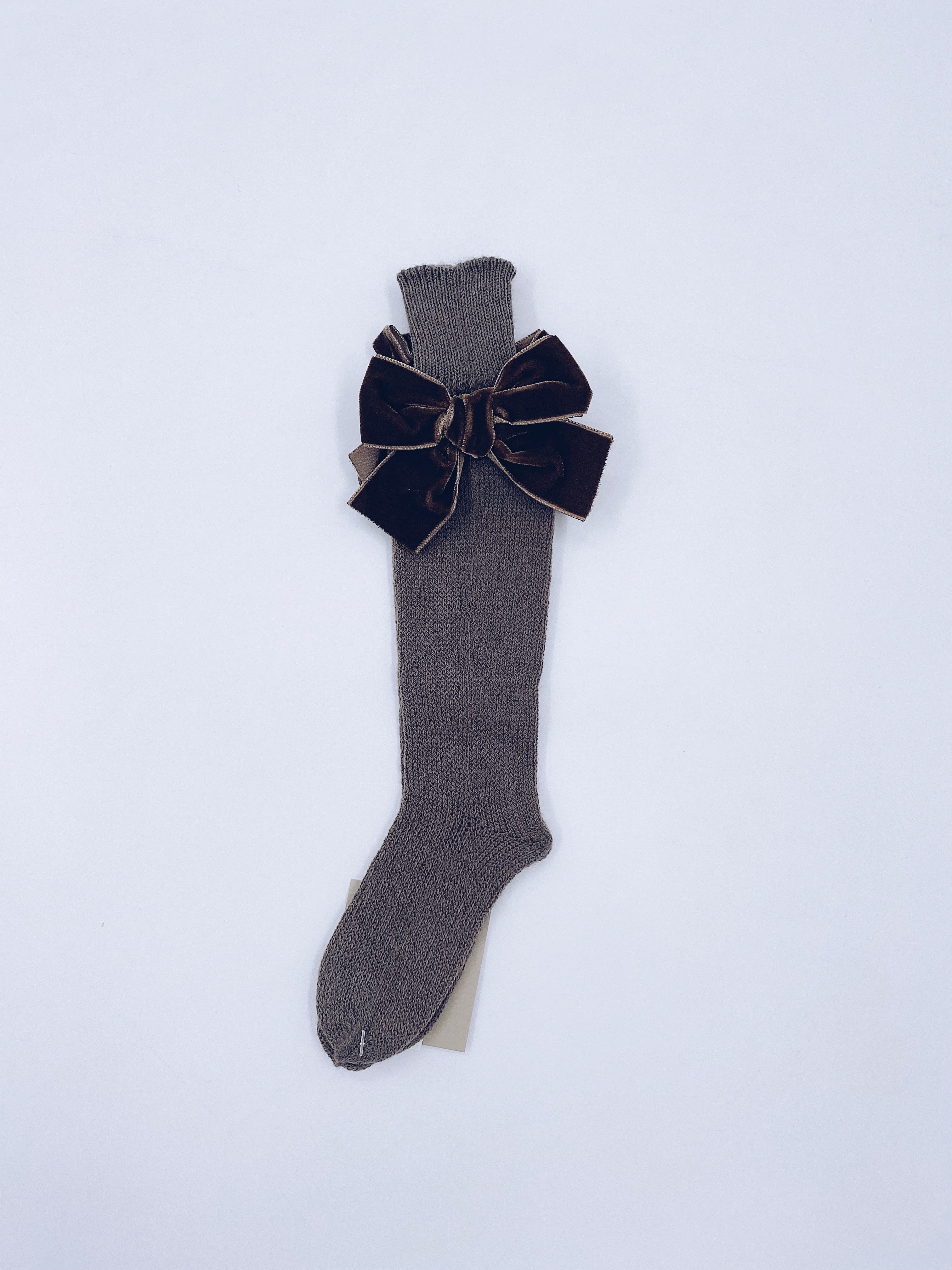 Beautiful high knee Knitted socks with Luxurious velvet bows(7009)